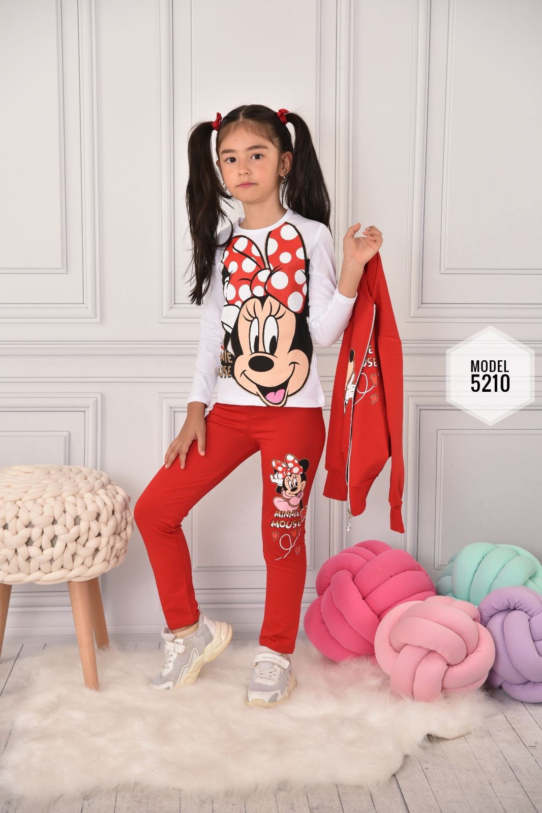 Kız Çocuk Kırmızı Minie 3 Lü Takım