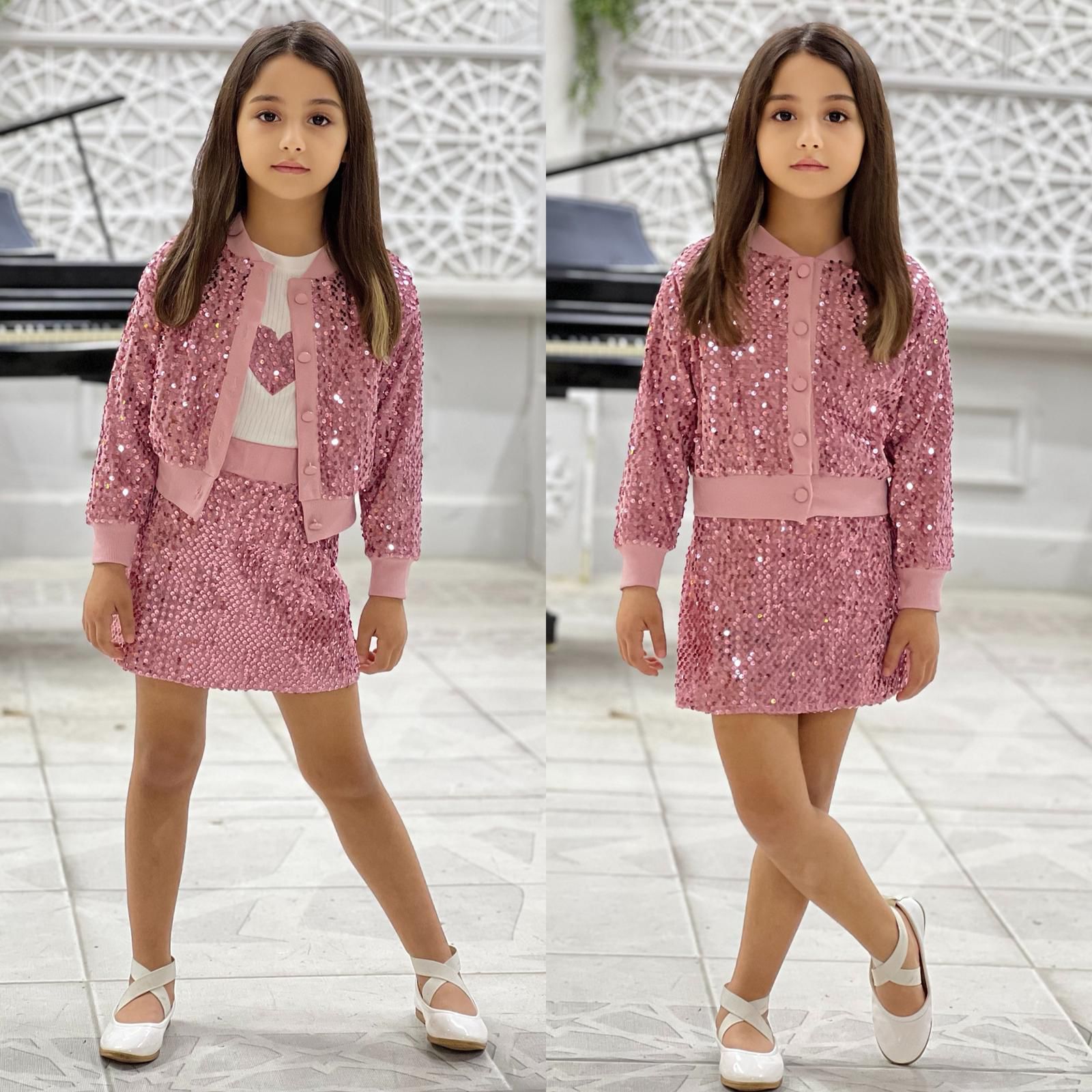 Kız Çocuk ŞortEtekli Ceketli Takım