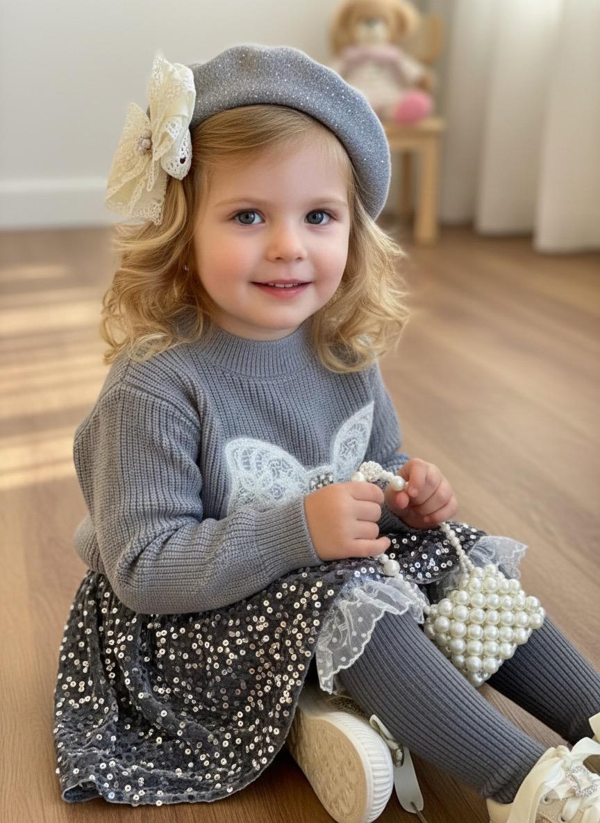 Kız Çocuk Fiyonklu Çantalı Takım