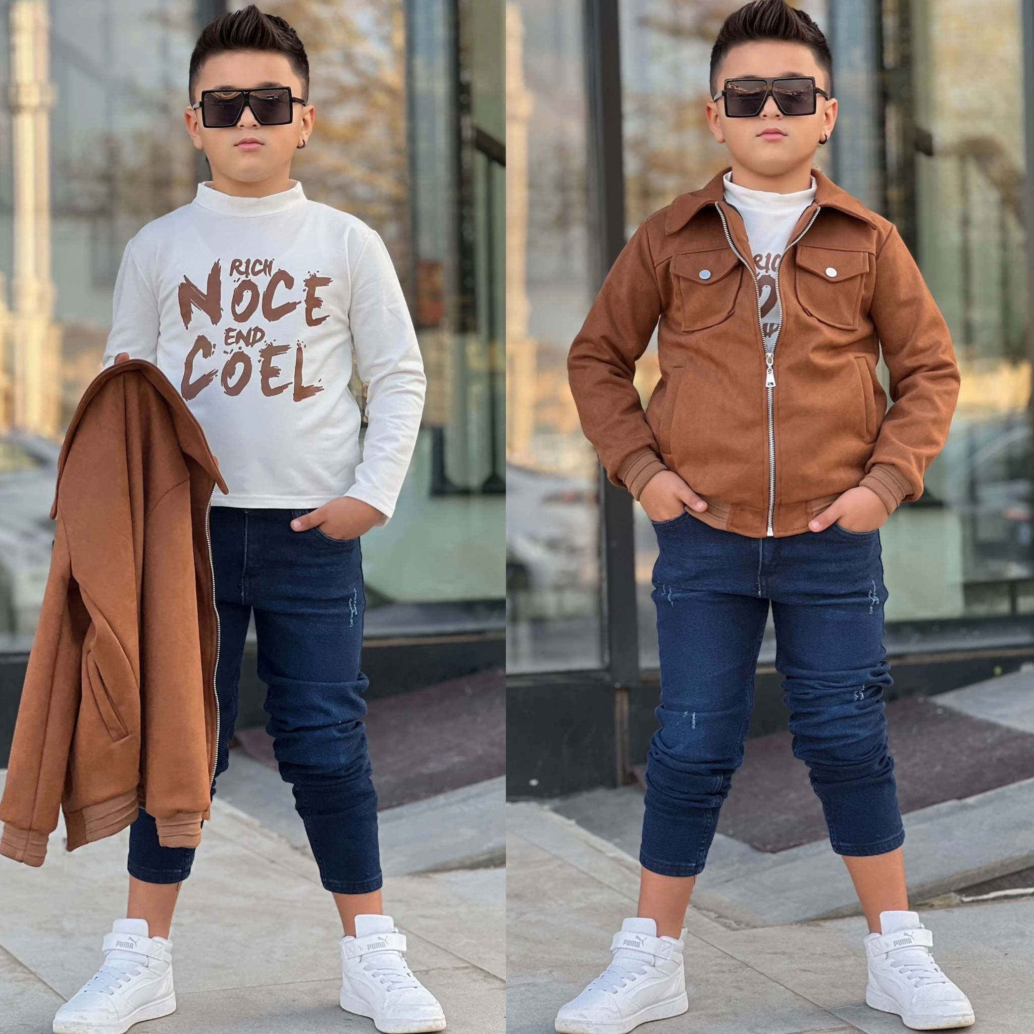 Erkek Çocuk Süet Ceketli Takım