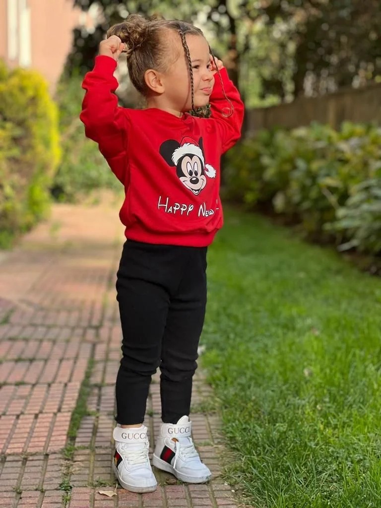  Aile Kombini Yılbaşı Kırmızı Sweat Kombin