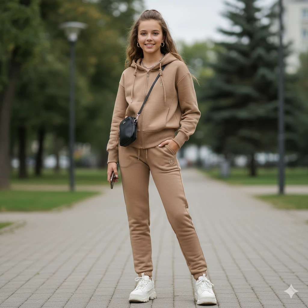 Kız Çocuk Garson Boy Kahverengi Eşofman Takım