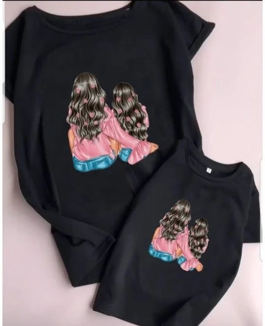 Anne Kız kombin siyah tshirt