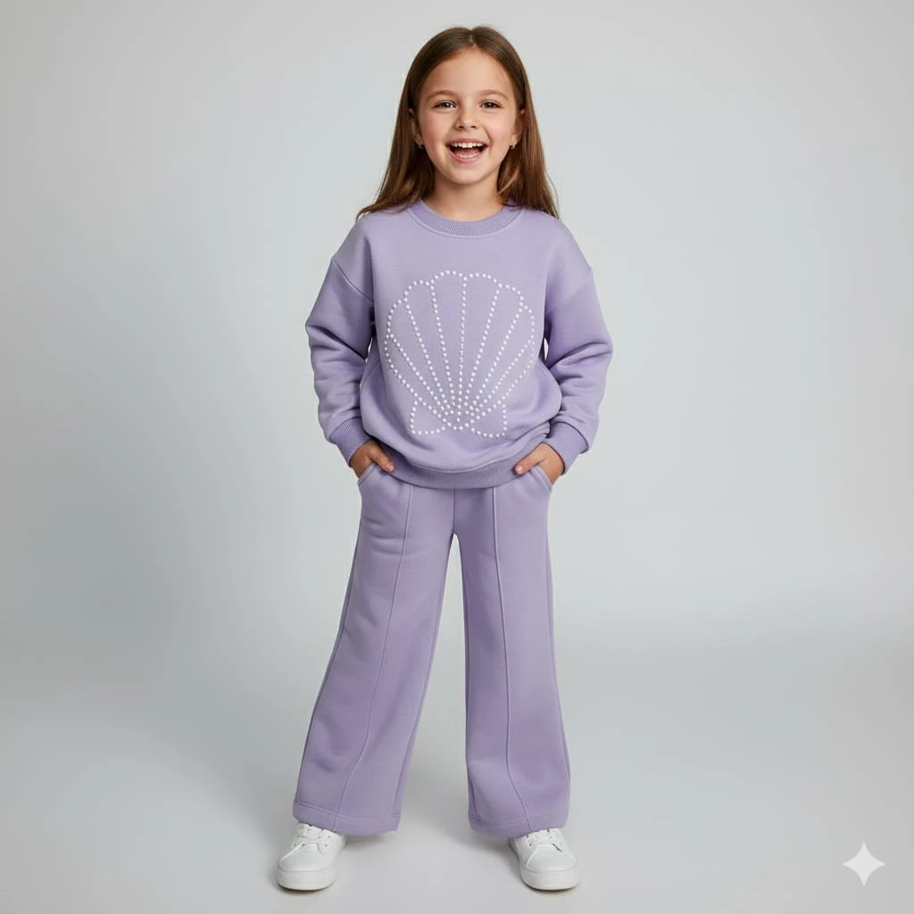 Kız Çocuk Midye Takım - Mor