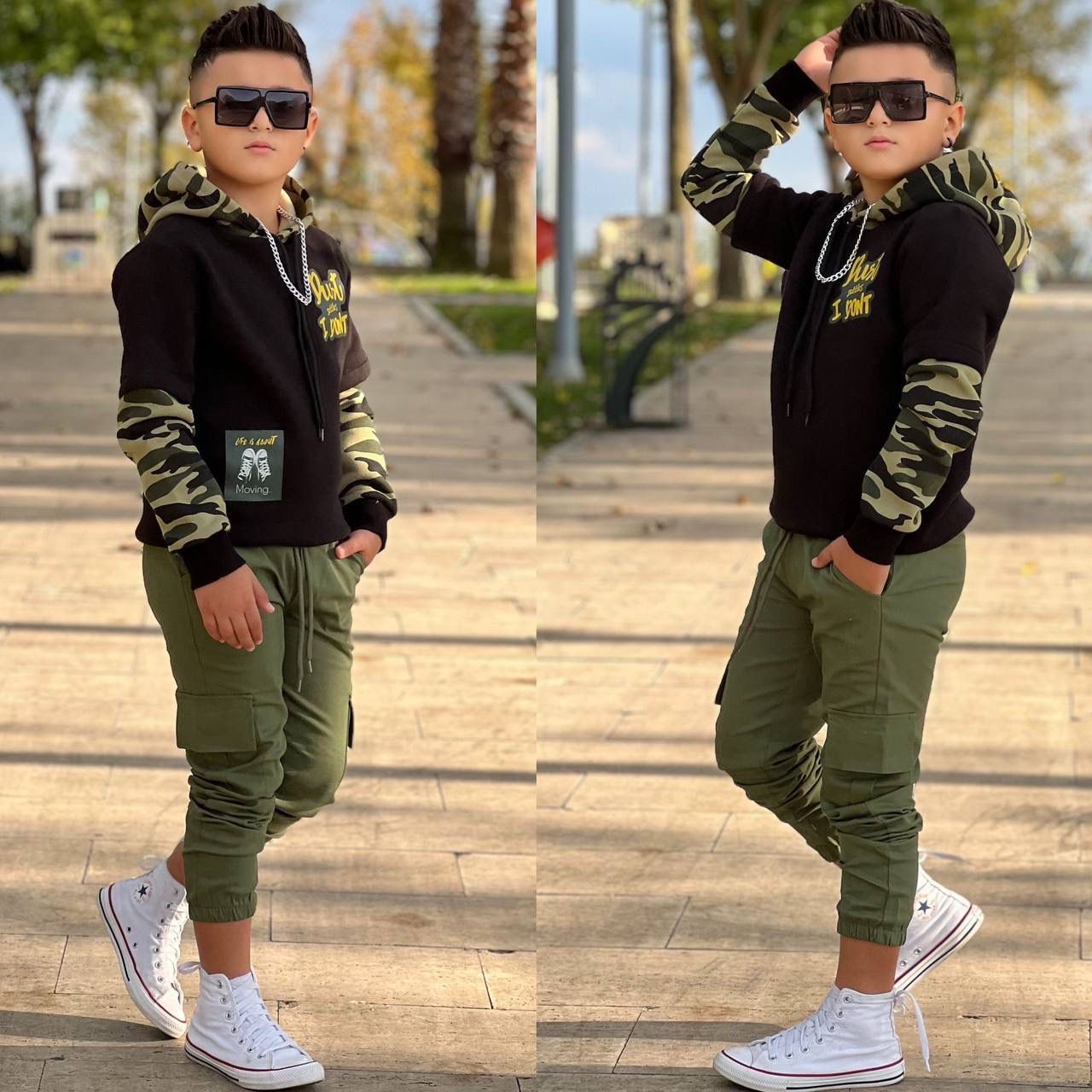 Erkek Çocuk Kamuflaj Desenli 2 Li Takım