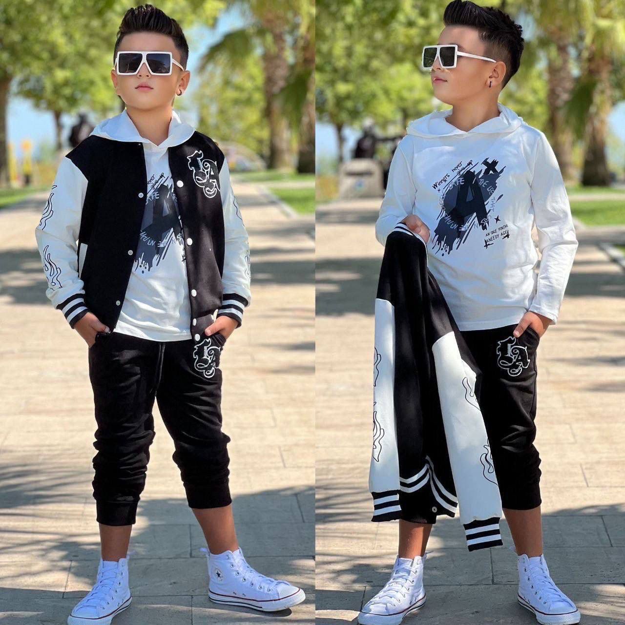 Erkek Çocuk 3 İp kolaj Ceketli Takım