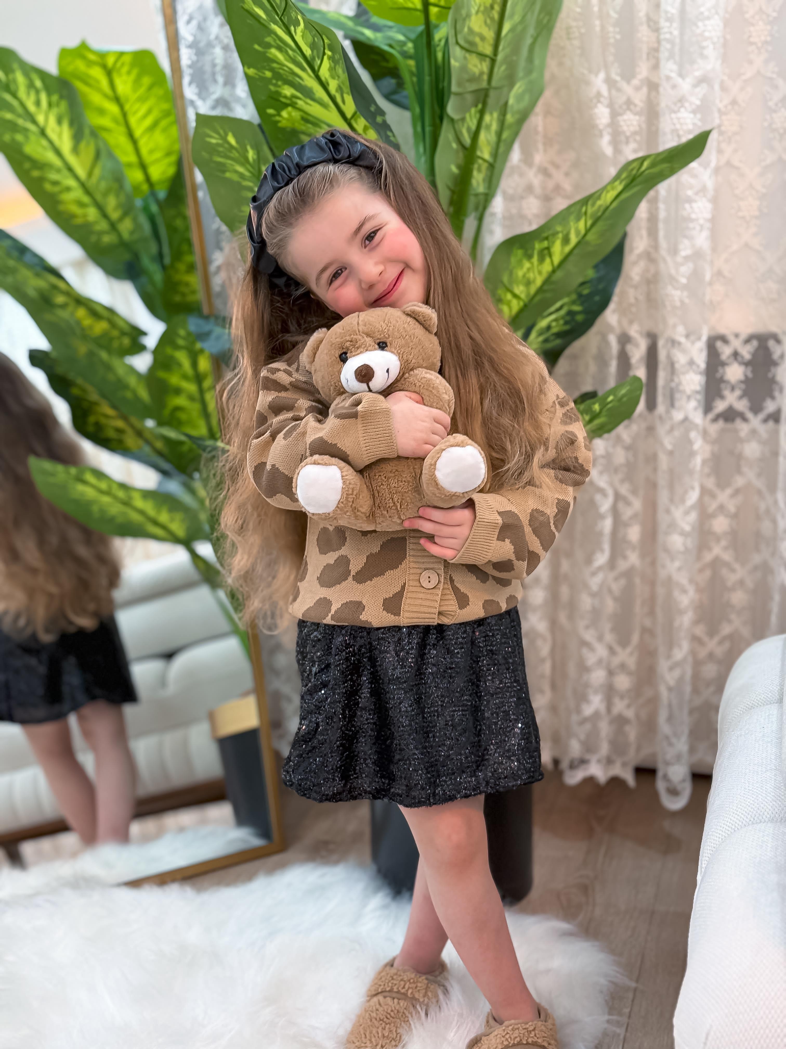 Kız Çocuk 3 lü Leopar Triko Takım