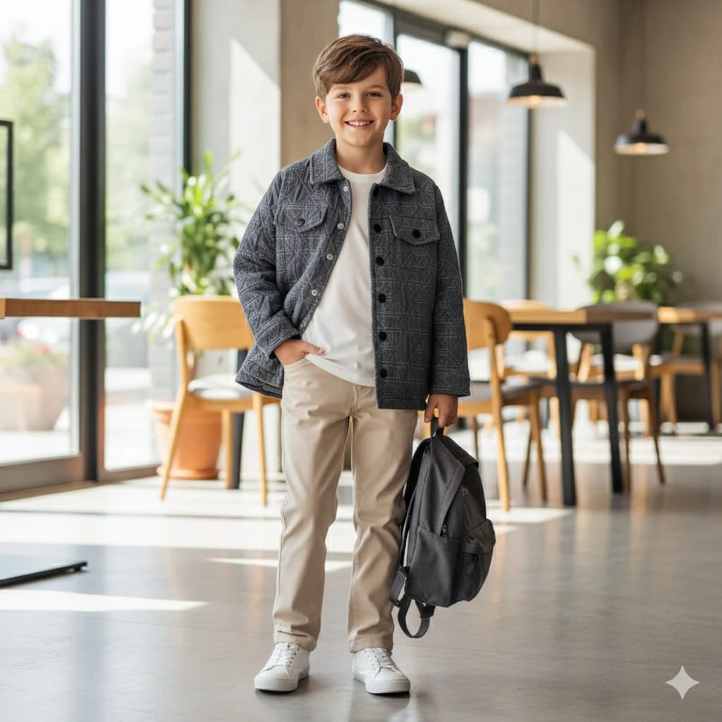 Erkek Çocuk Jakarlı Ceket Gabardin Patolon Bady 3 Lü Takım