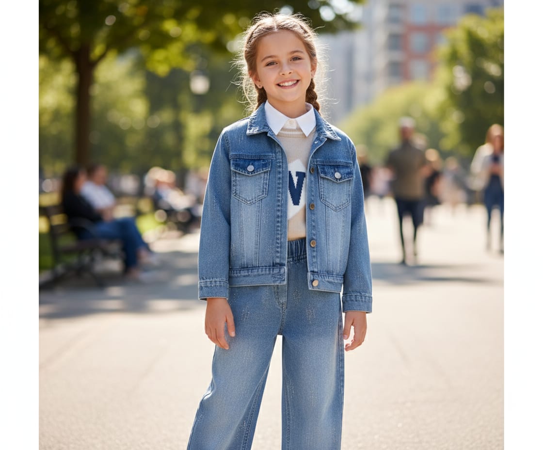 Kız Çocuk Kot Takım 4 Parça