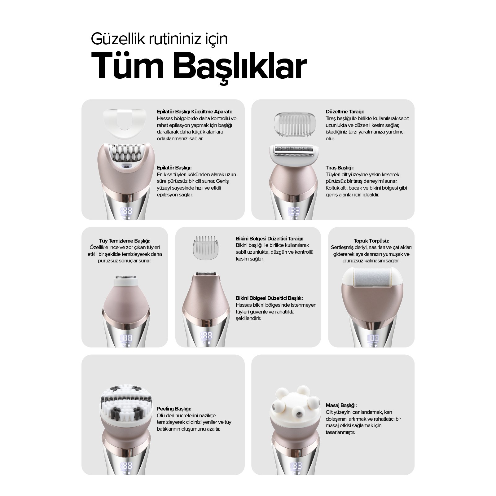 Bester EP7100 Şarjlı Epilasyon Cihazı– Pürüzsüz Cilt İçin Sessiz ve Güçlü Motor | Hassas Ciltler İçin Şarjlı Tüy Temizleme Aleti