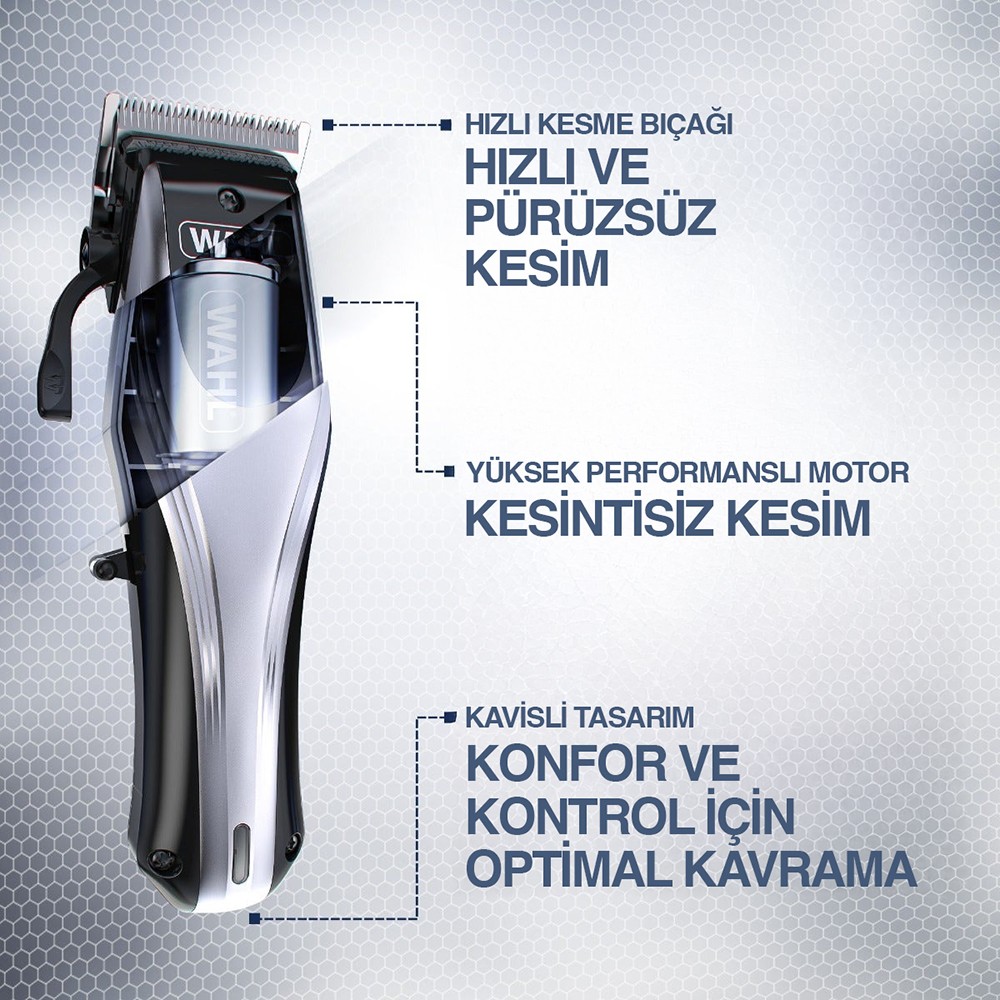 Wahl 9657 Rapid Clip 12 Kılavuz Taraklı Şarjlı Saç Sakal Kesme Makinesi 09657-0460