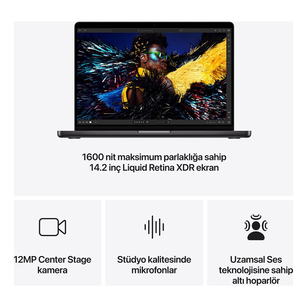Apple MacBook Pro 14.2” M4 24GB RAM 1TB SSD – Uzay Siyahı (MCX04TU/A)