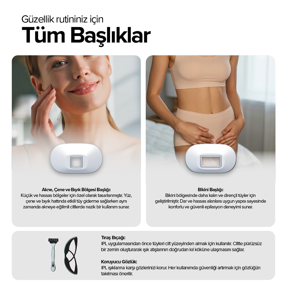 Bester IPL7100 Buz Lazer Acısız IPL Lazer Epilasyon Aleti – 5 Kademe, 1.000.000 Atım