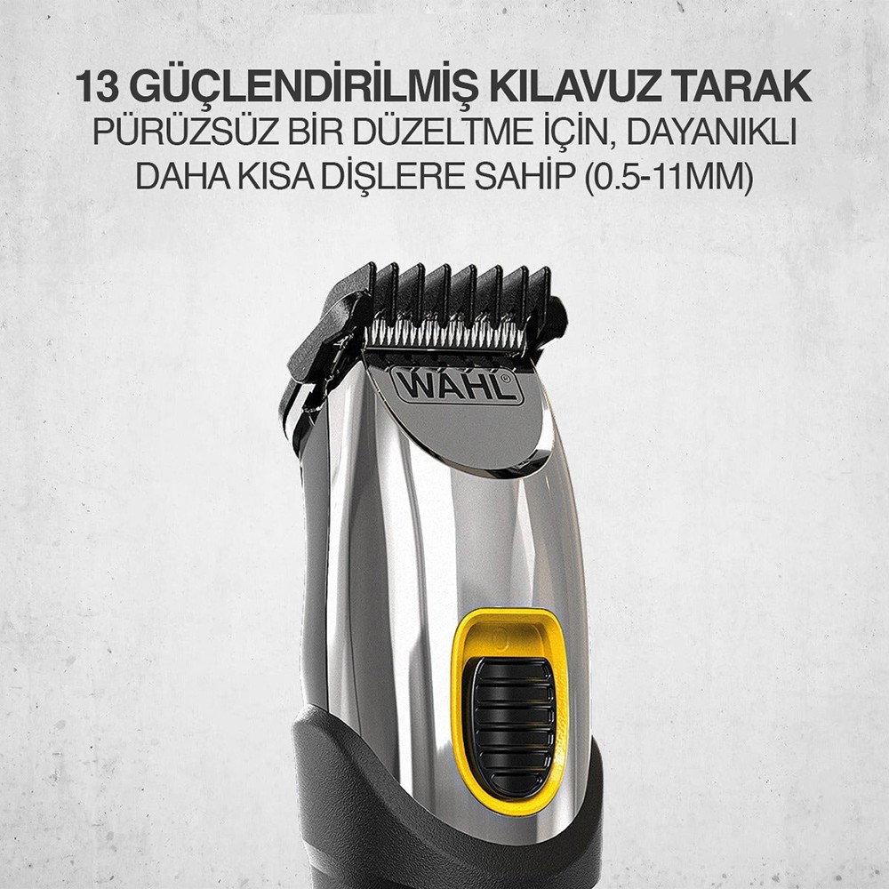 Wahl 9398 Extreme Grip Beard 12 Kılavuz Taraklı Şarjlı Sakal Kesme Makinesi 09893-0440