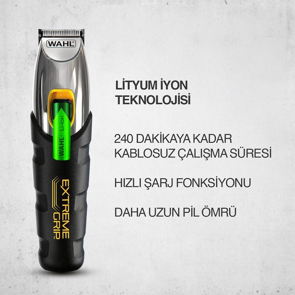 Wahl 9398 Extreme Grip Beard 12 Kılavuz Taraklı Şarjlı Sakal Kesme Makinesi 09893-0440