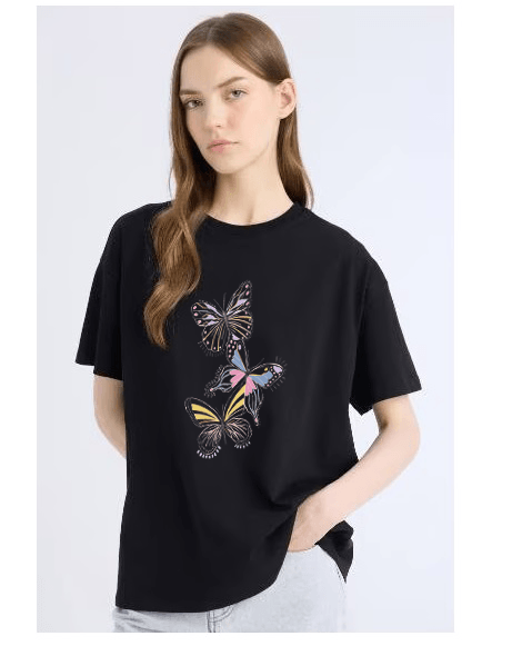 3 Kelebek Baskılı Tshirt