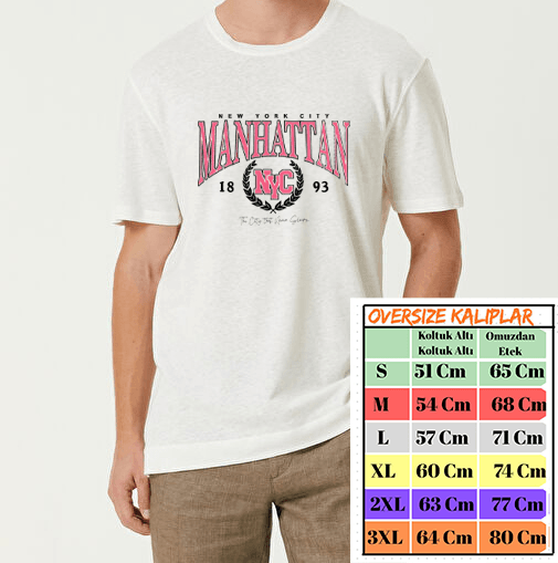 Manhatta Nyc Tasarımlı Oversize Tshirt