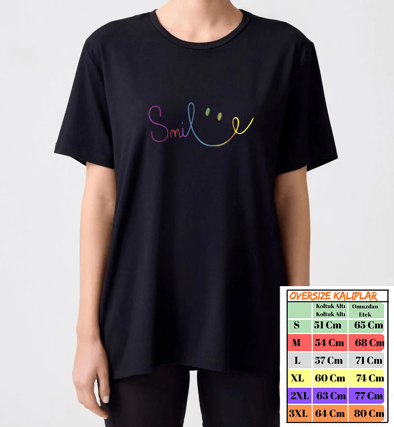 Smile Baskılı Oversize Tshirt image