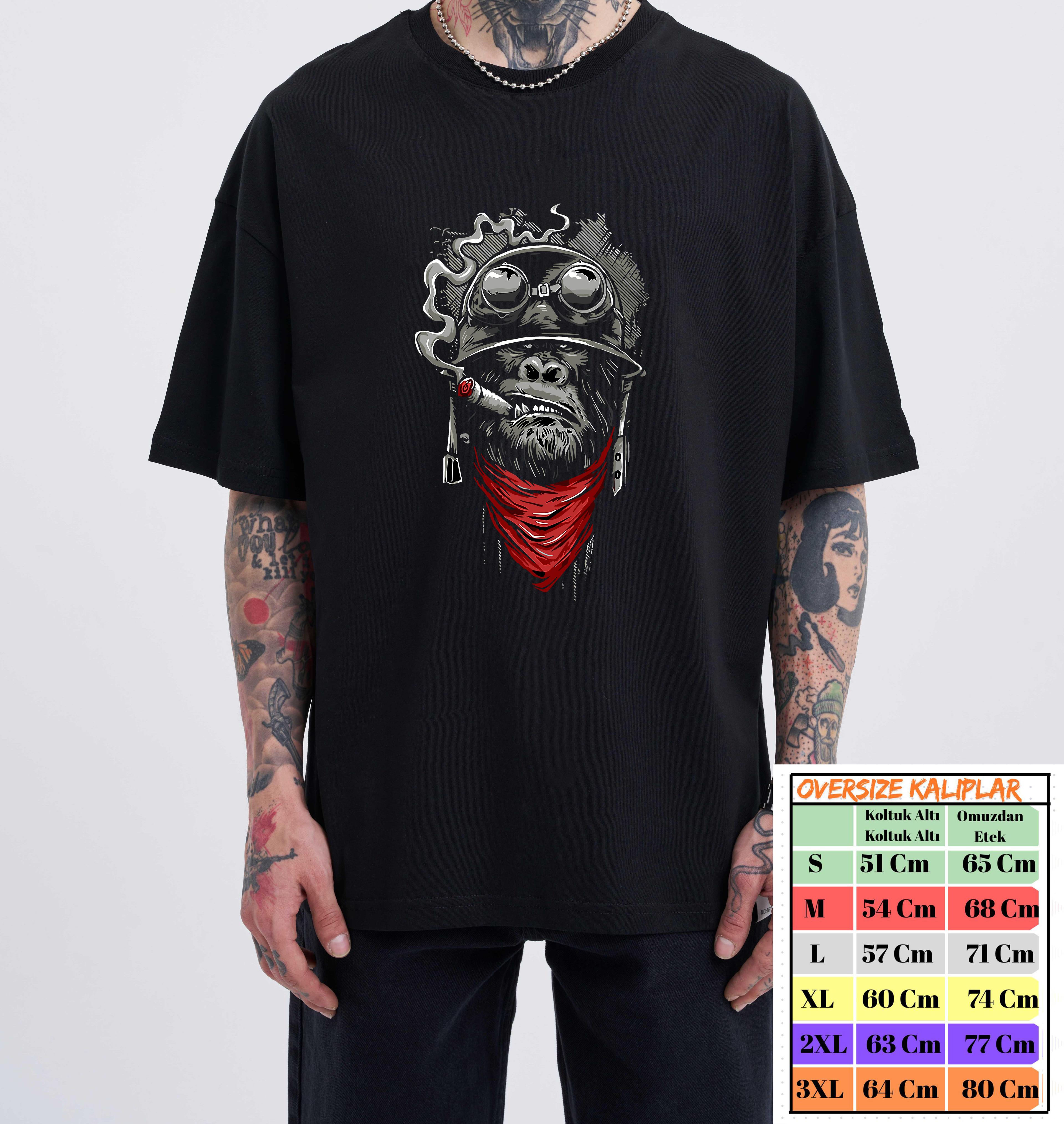 Marjinal Monkey Baskılı Oversize tshirt