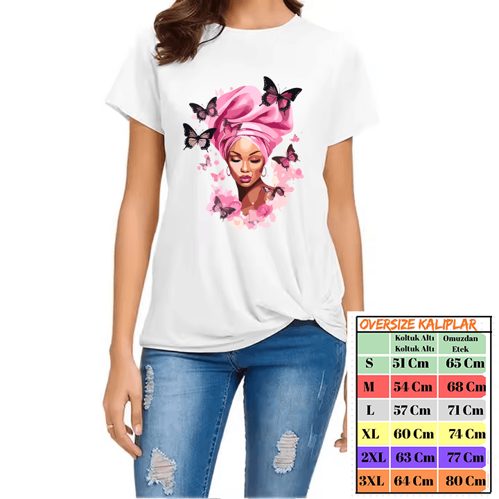 Kadın Kelebek Tasarımlı Tshirt