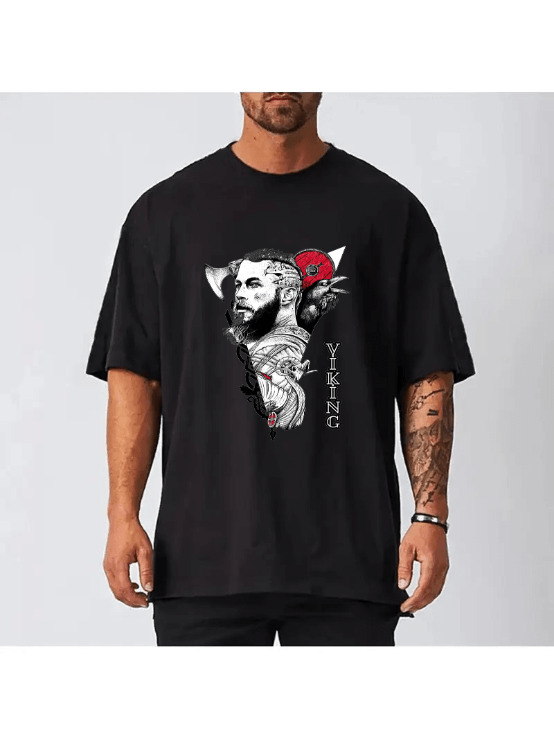 Viking Tasarımlı Oversize Tshirt