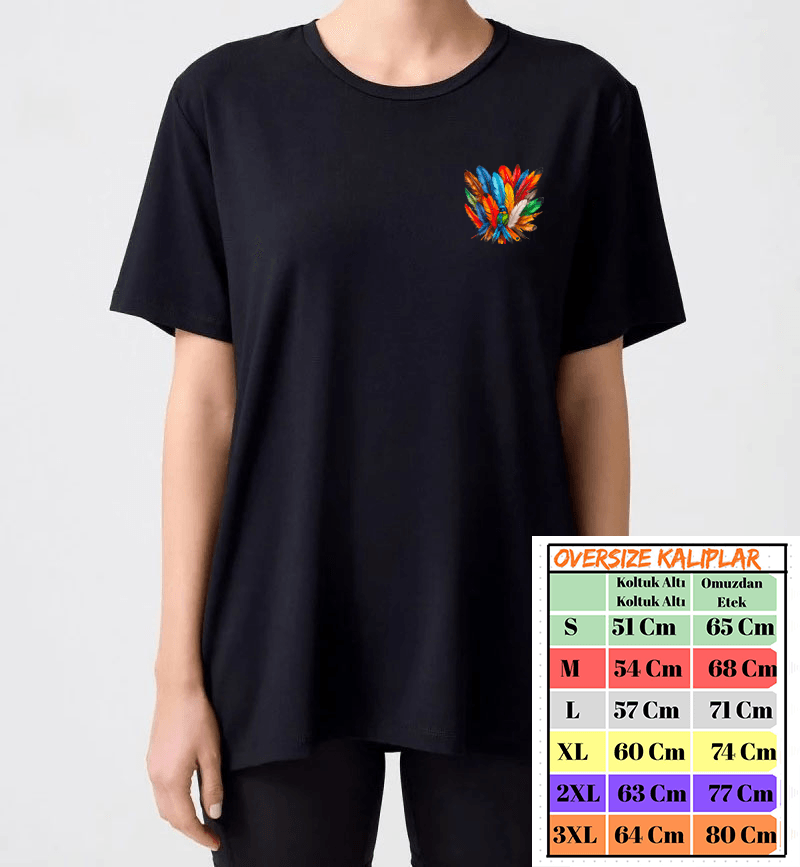 Gökkuşağı Tüy Tsarımlı Tshirt image