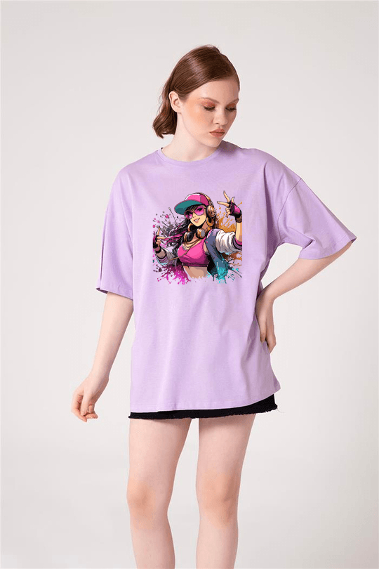 Dj Girl Tasarımlı Oversize Tshirt