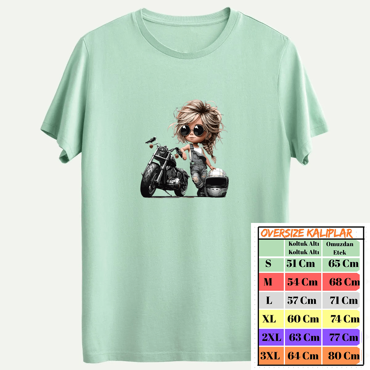 Motorcycle Girl Tasarımlı Tshirt