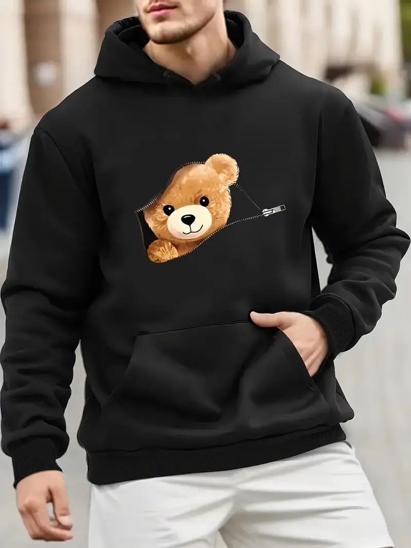 Fermuardan Çıkan Ayıcık Tasarımlı Sweatshirt