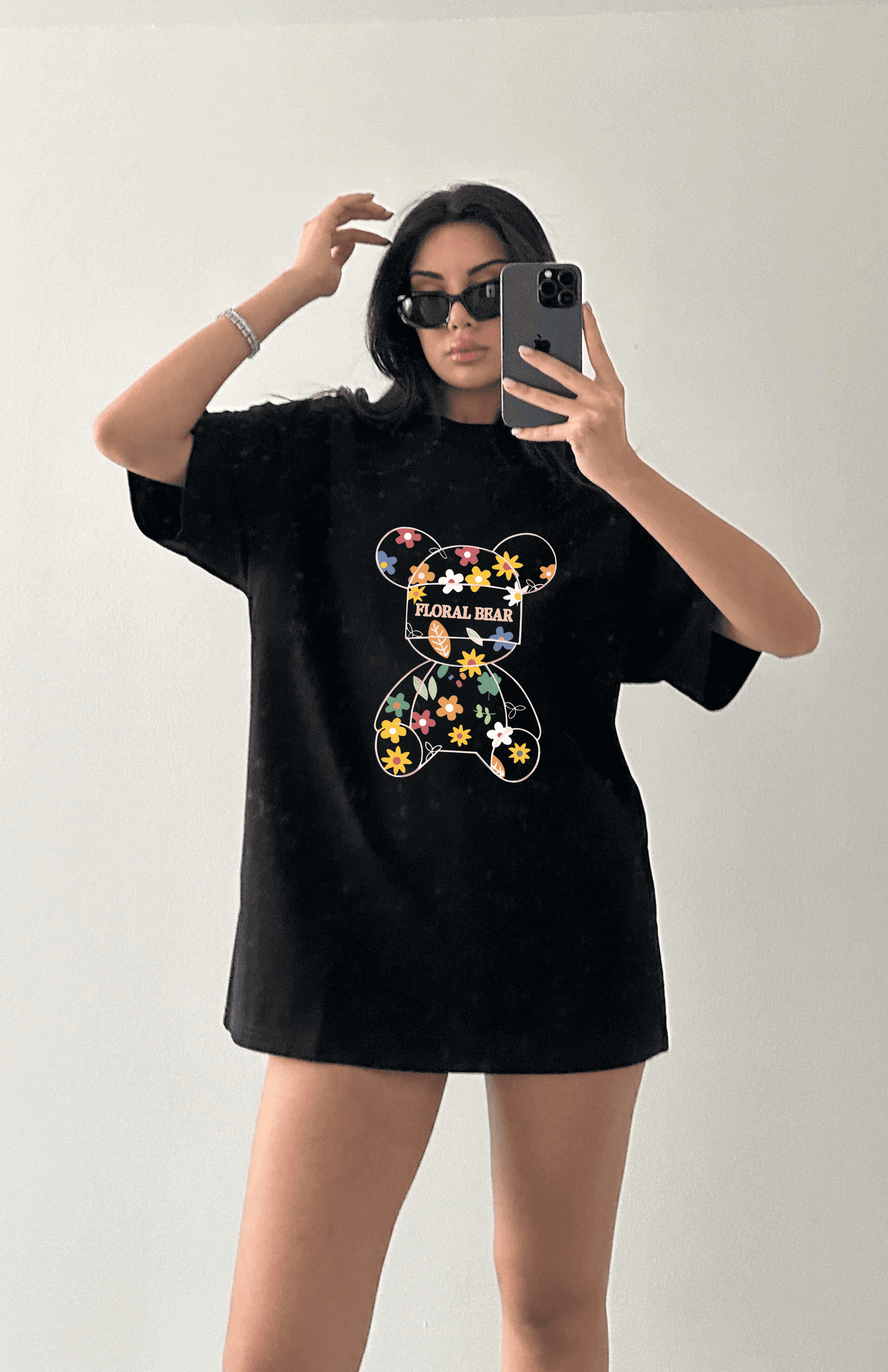Floral Bear Tasarımlı Tshirt