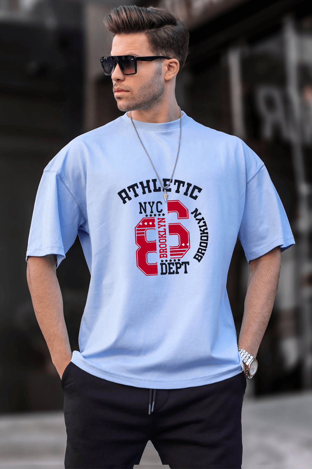 Athletic Nyc Baskılı Tshirt Oversize