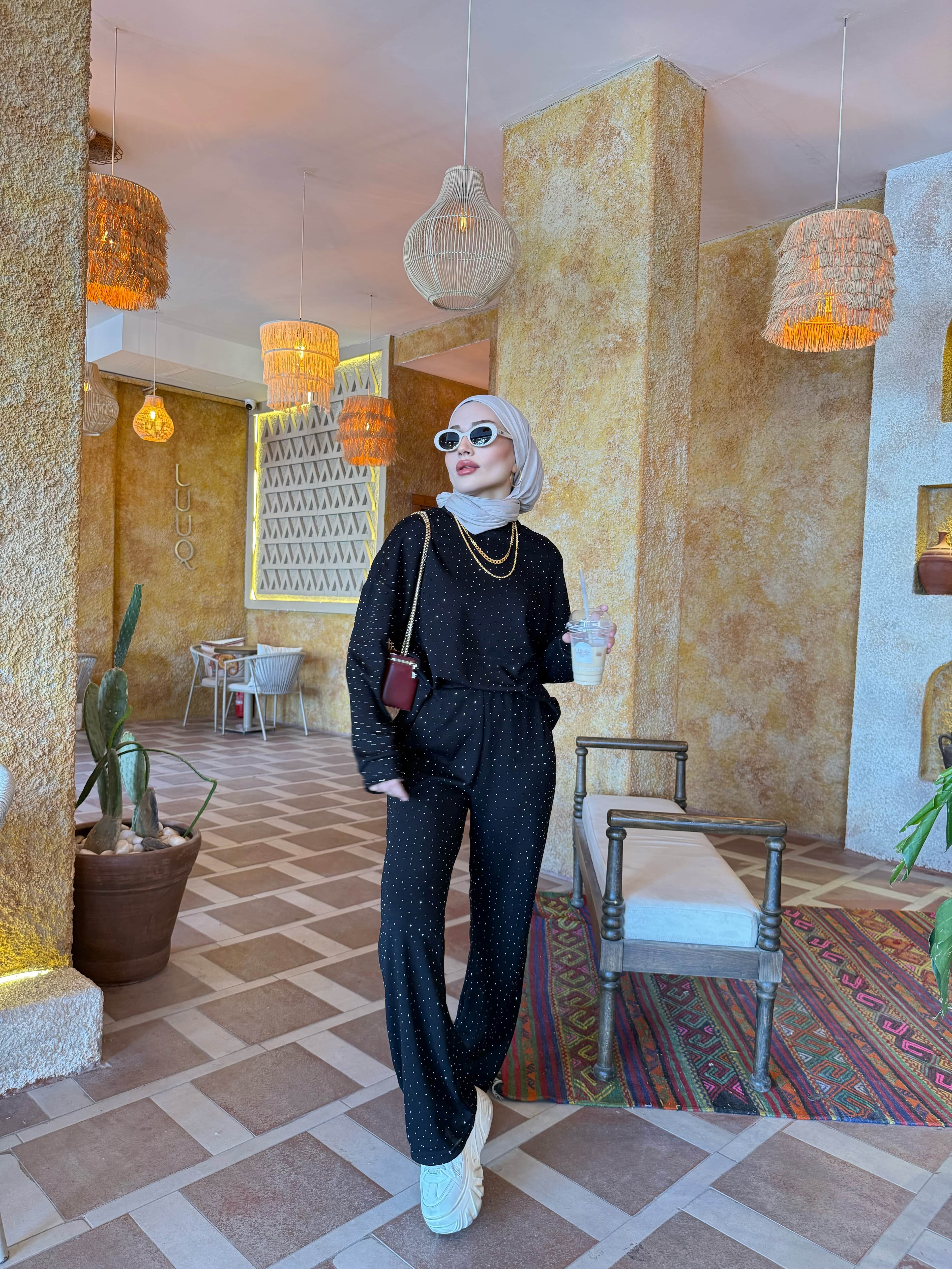 OYSHO TAŞLI TAKIM SİYAH