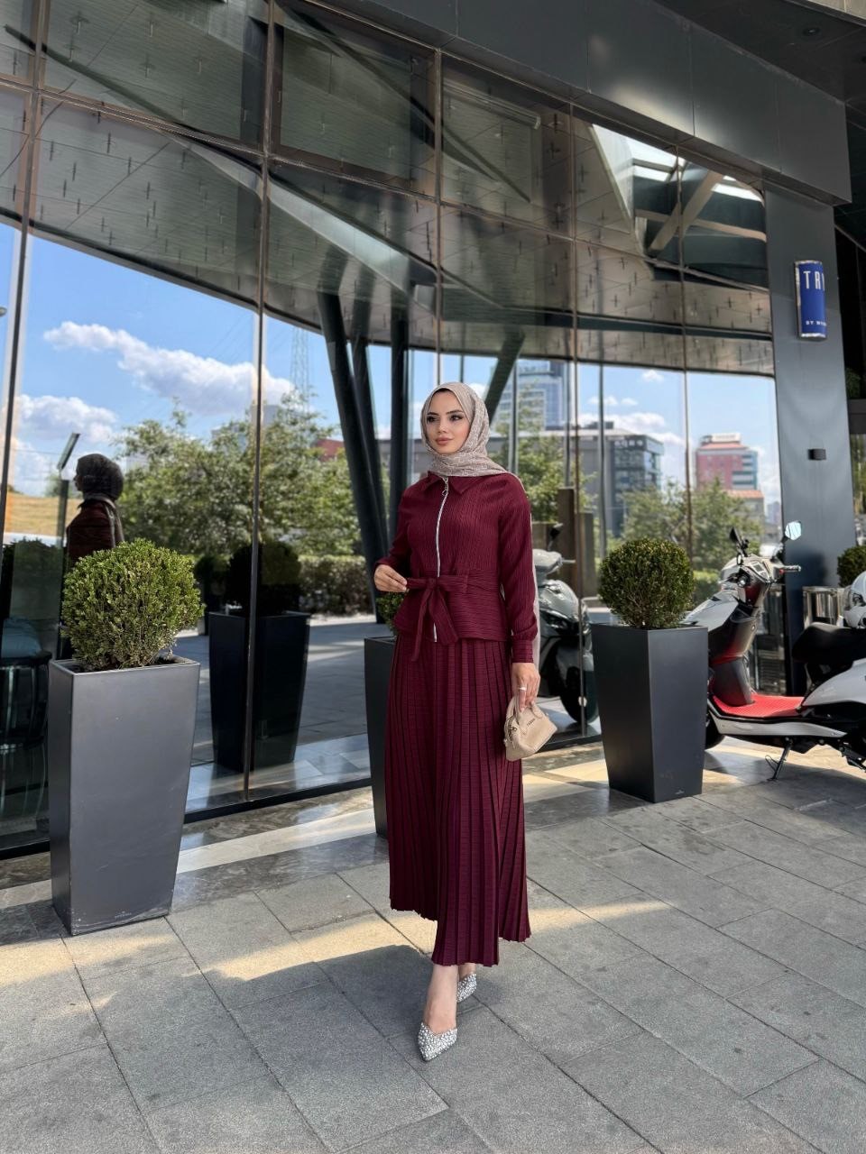 VALERİ ETEKLİ TAKIM BORDO