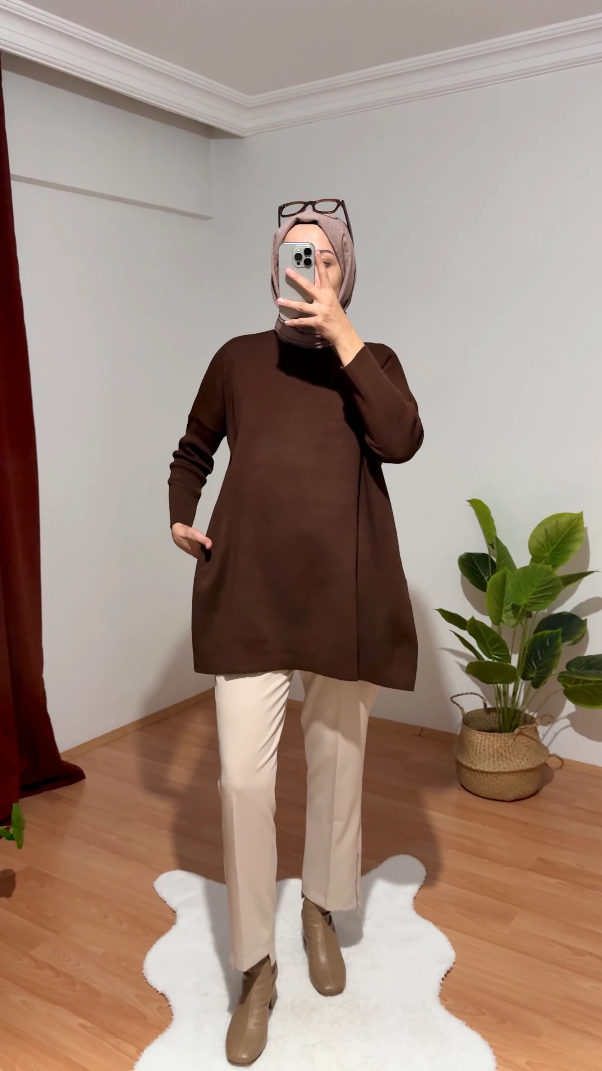 YIRTMAÇLI TRİKO KAZAK (KAHVE)