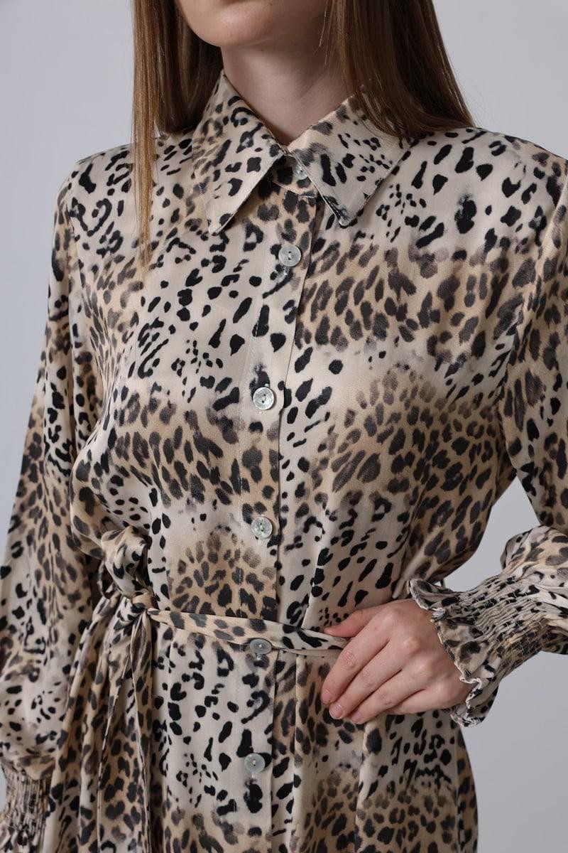 Leopar Yırtmaçlı Elbise