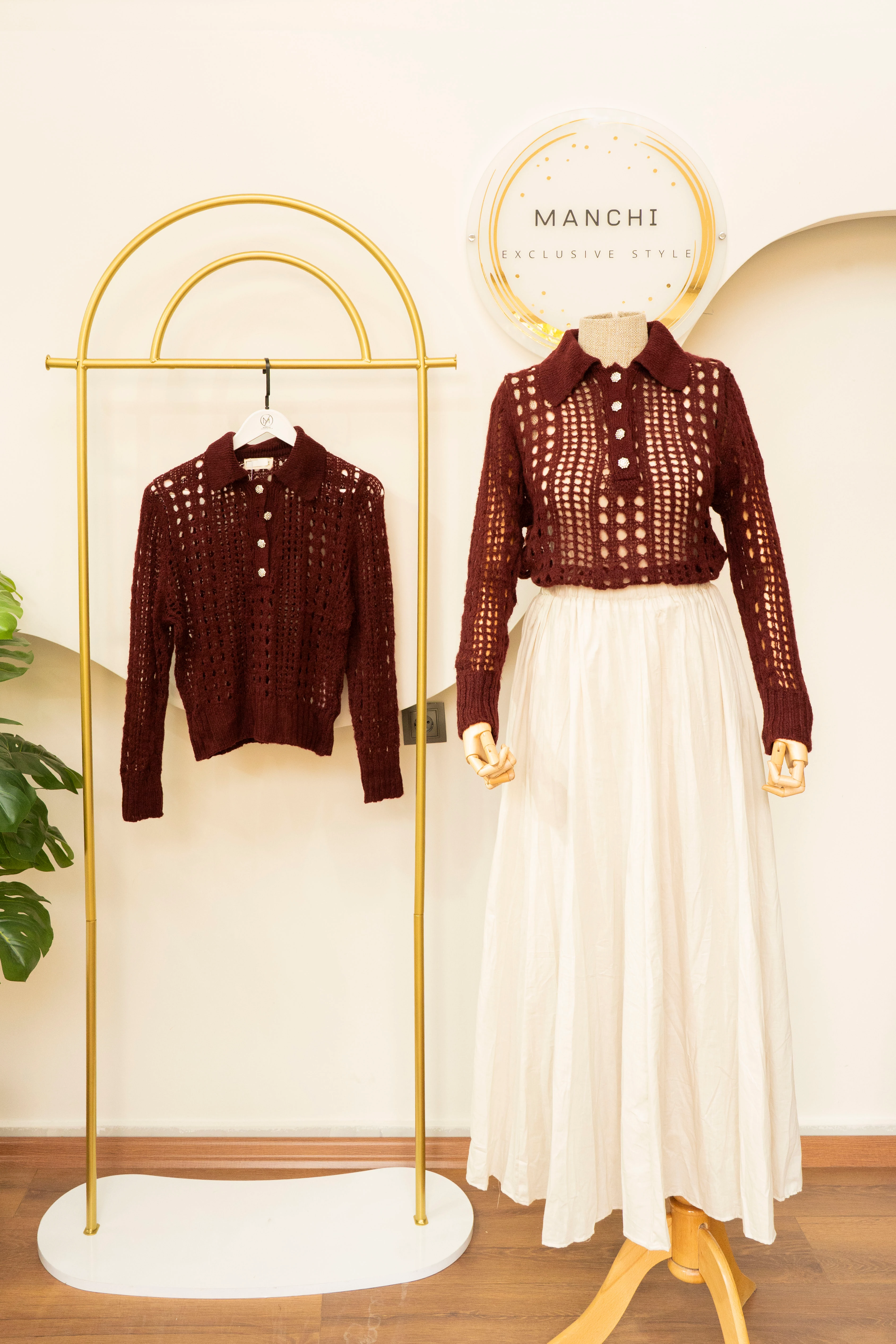 Kırmızı Örgü Sweat