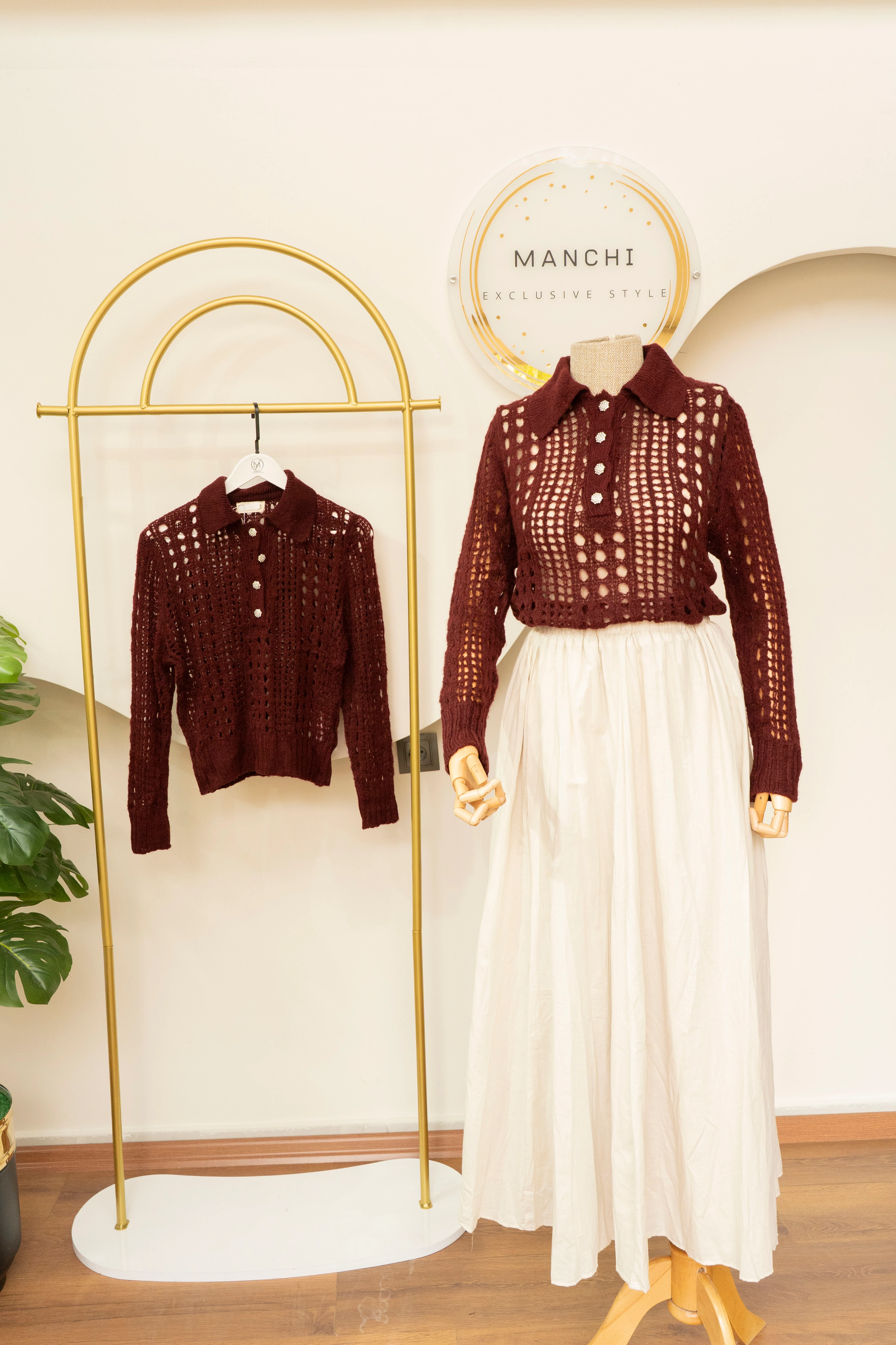 Kırmızı Örgü Sweat