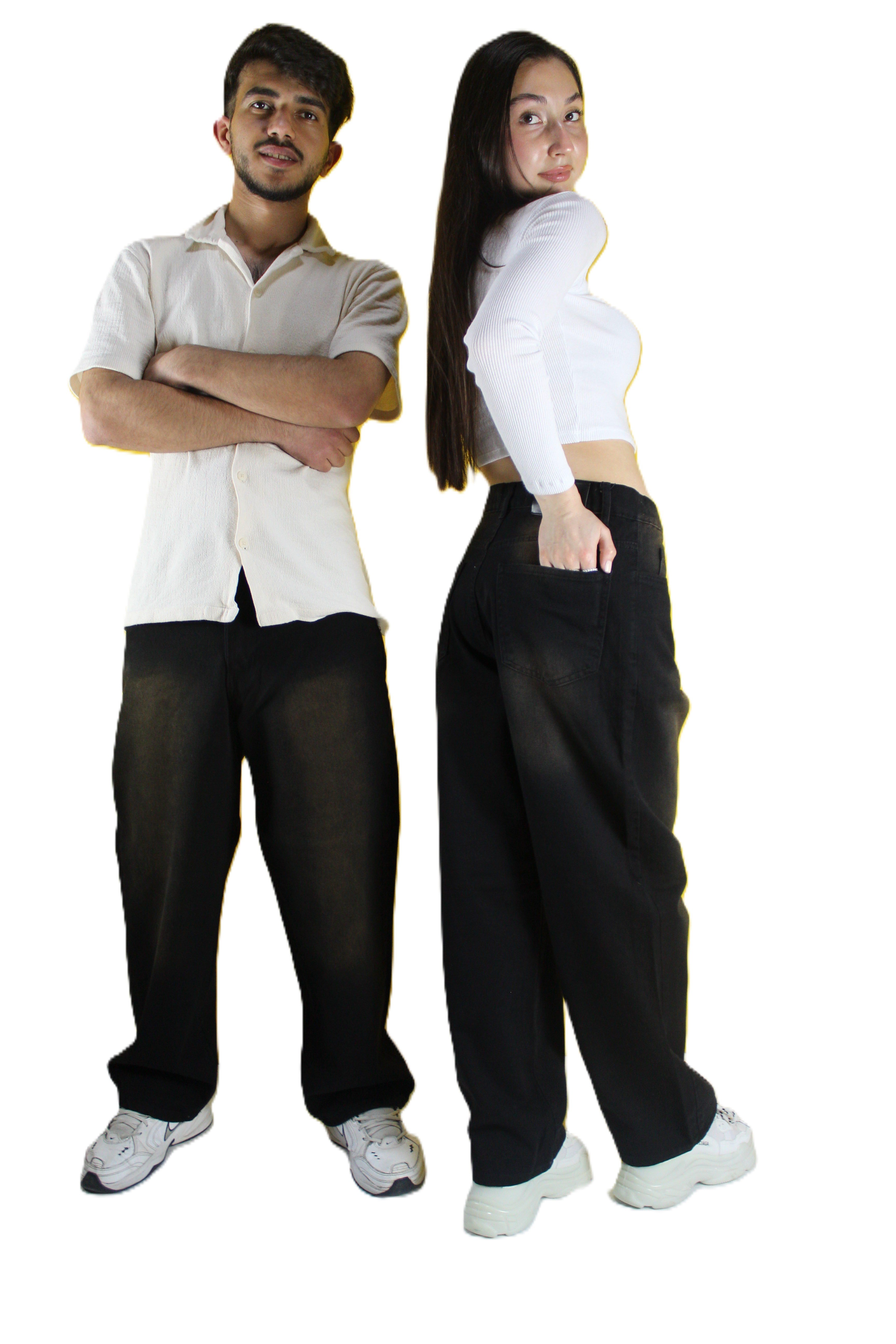 VİNTAGE ESKİTME YIKAMA UNİSEX BAGGY JEAN PANTOLON