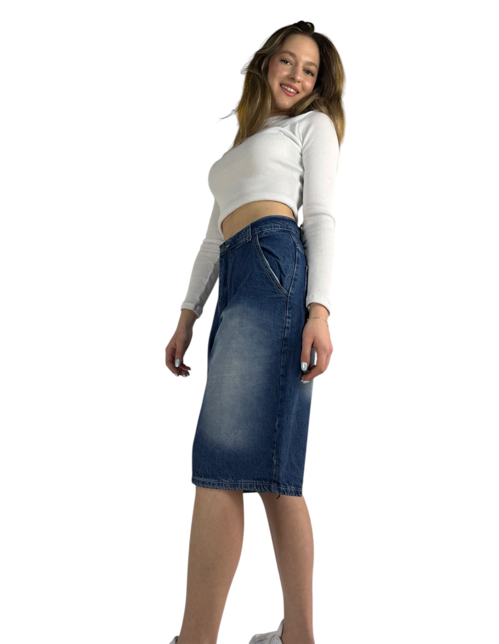 unisex taşlanmış yıkama baggy şort