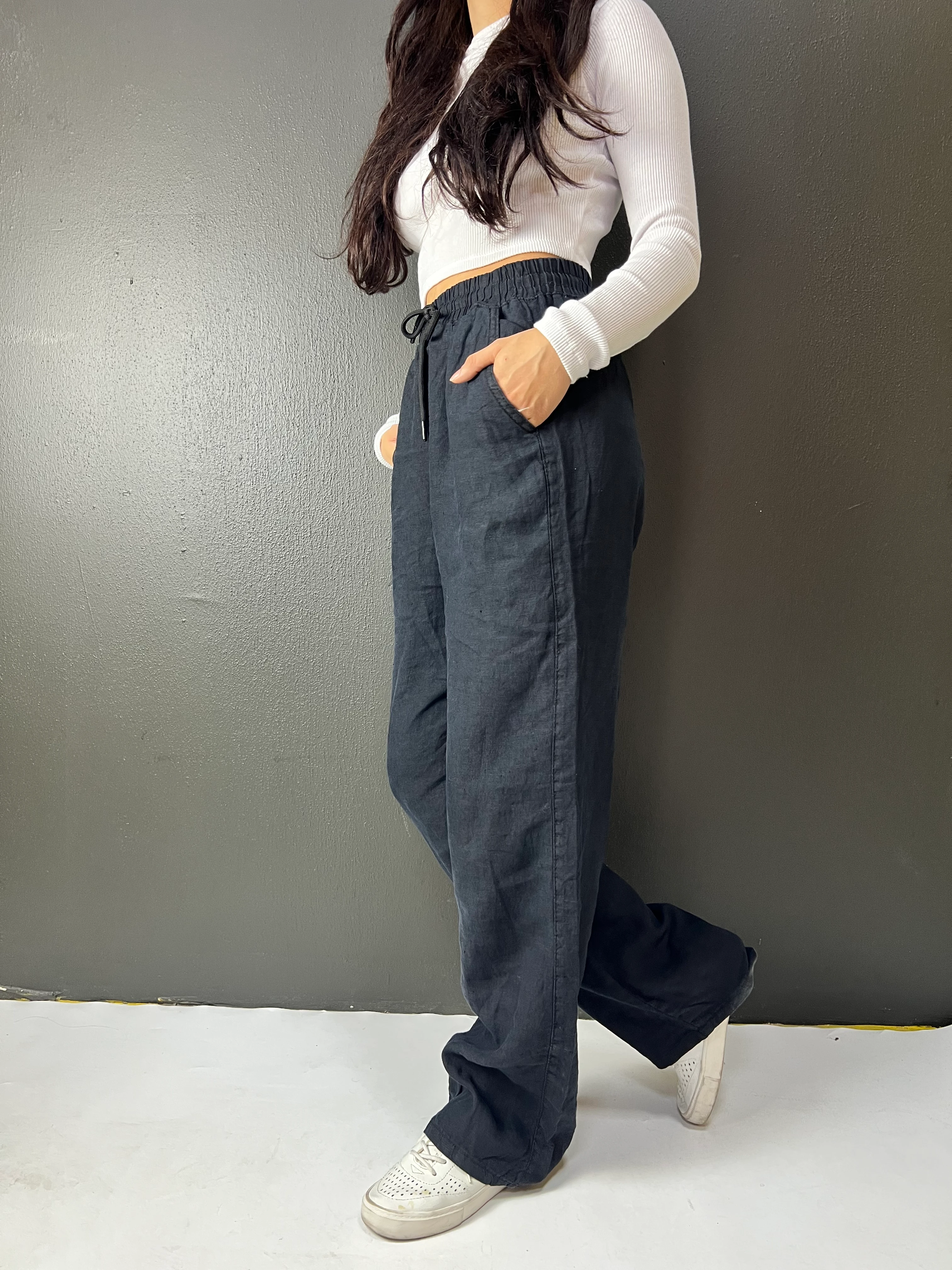 BEL LASTİKLİ BAĞCIKLI BOL PAÇA PALAZZO YAZLIK KETEN TENSEL PANTOLON