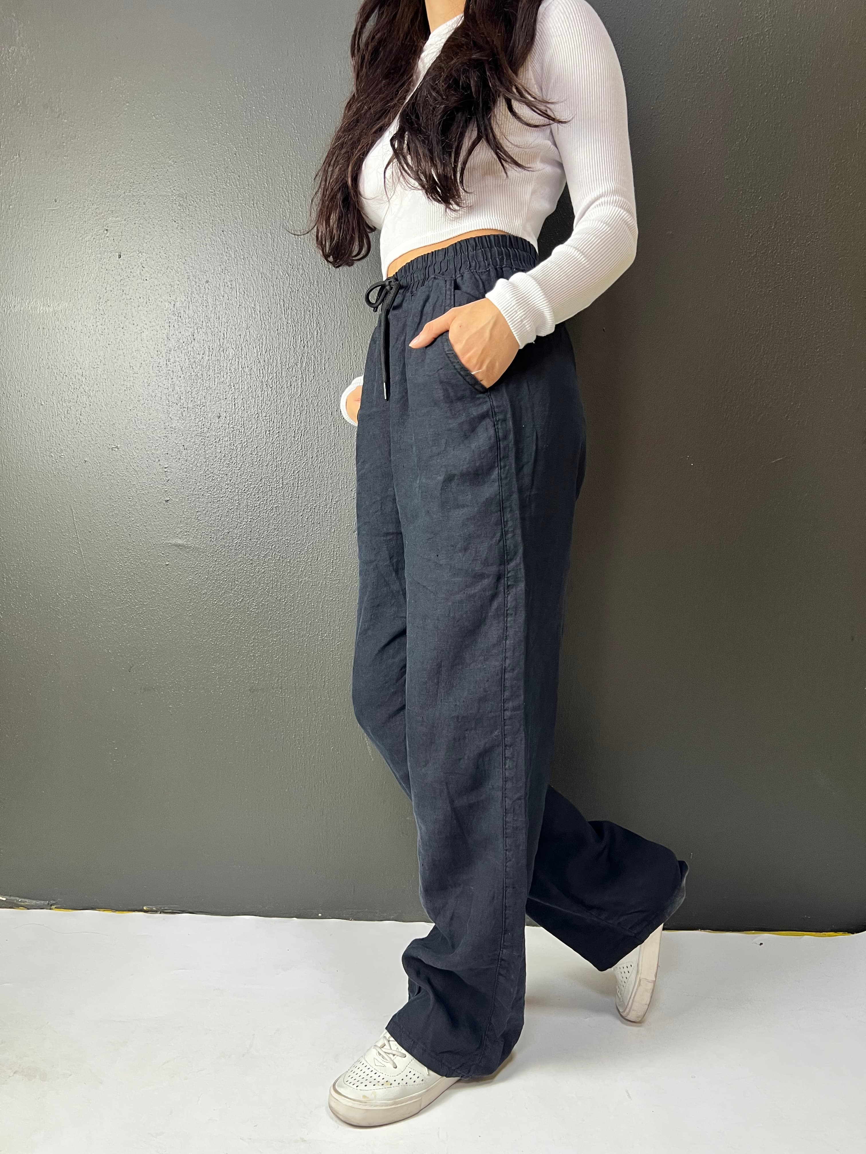 BEL LASTİKLİ BAĞCIKLI BOL PAÇA PALAZZO YAZLIK DENIM PANTOLON