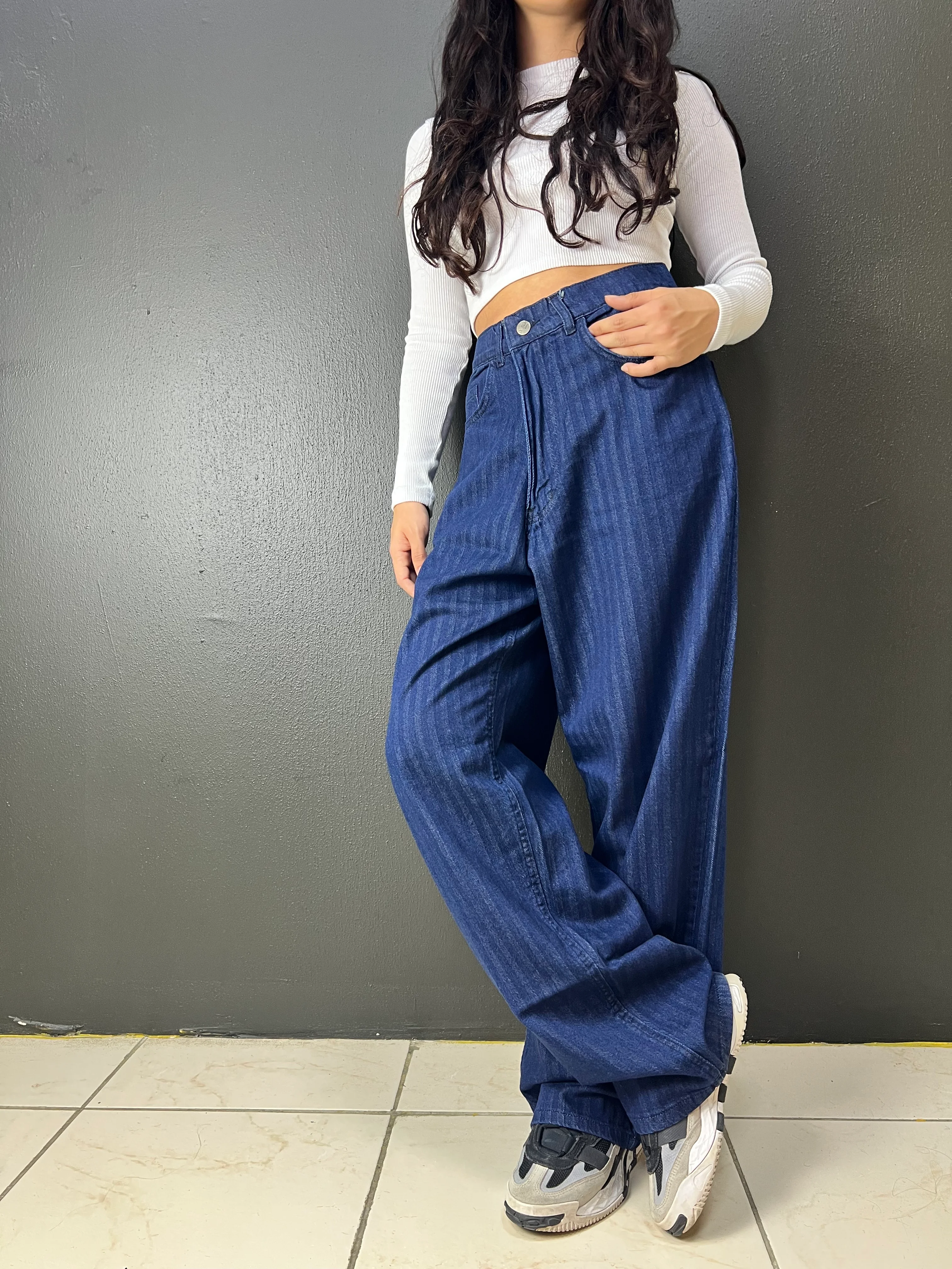 ÇİZGİLİ LACİVERT BAGGY