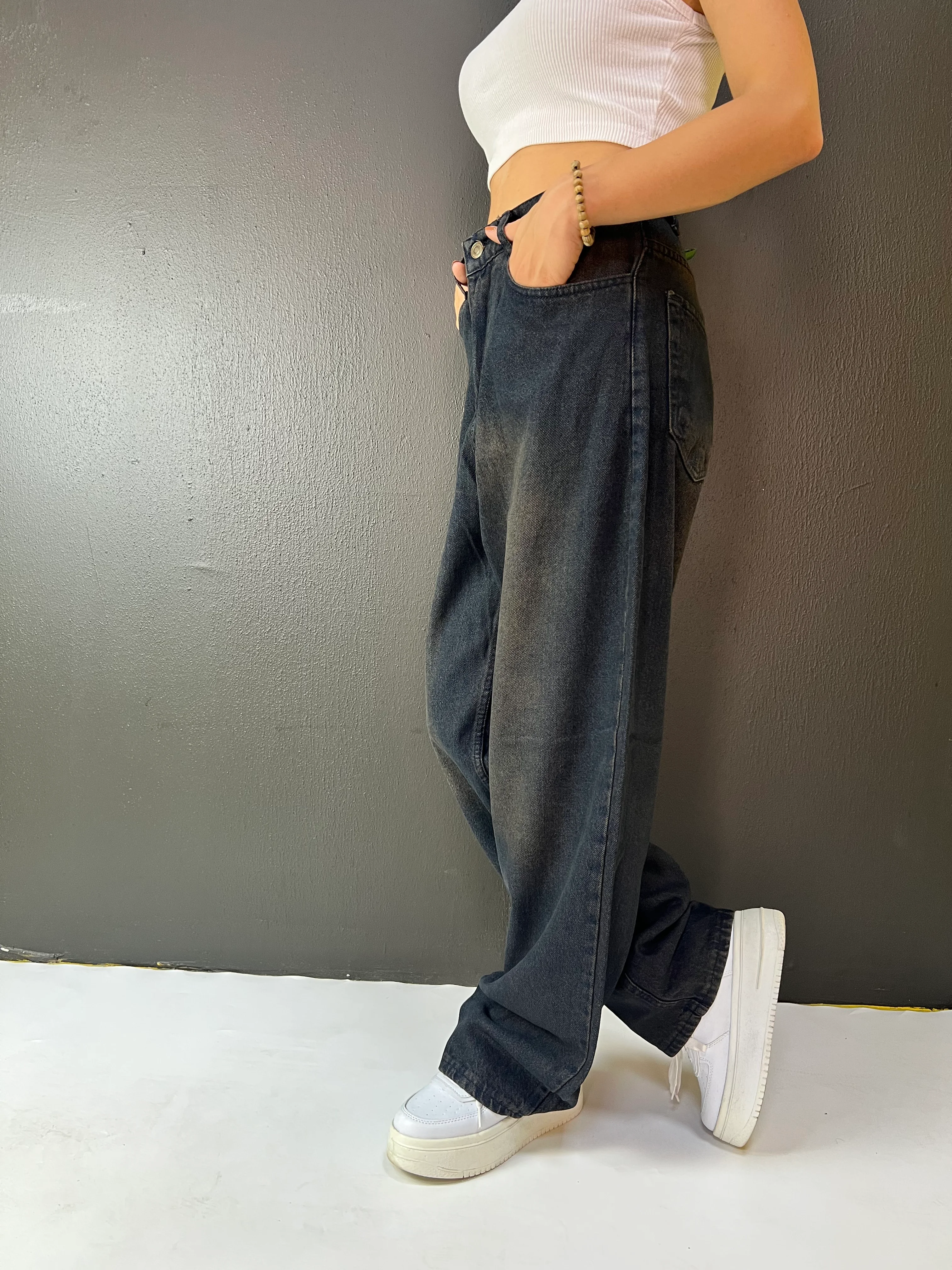 ESKİTME BAGGY KAHVE TİNT