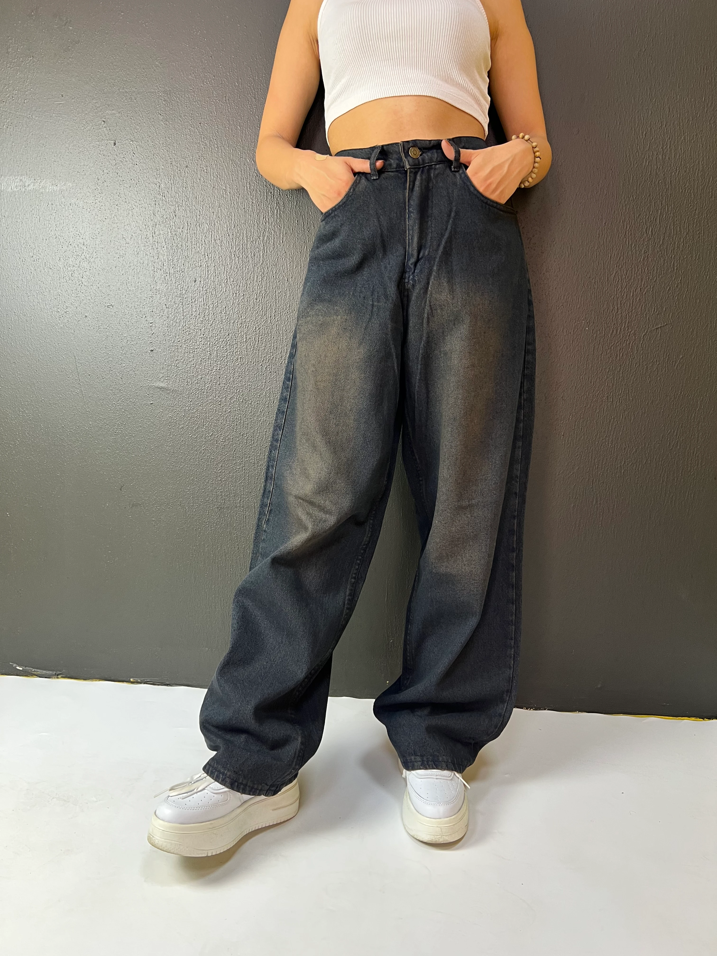 ESKİTME BAGGY KAHVE TİNT