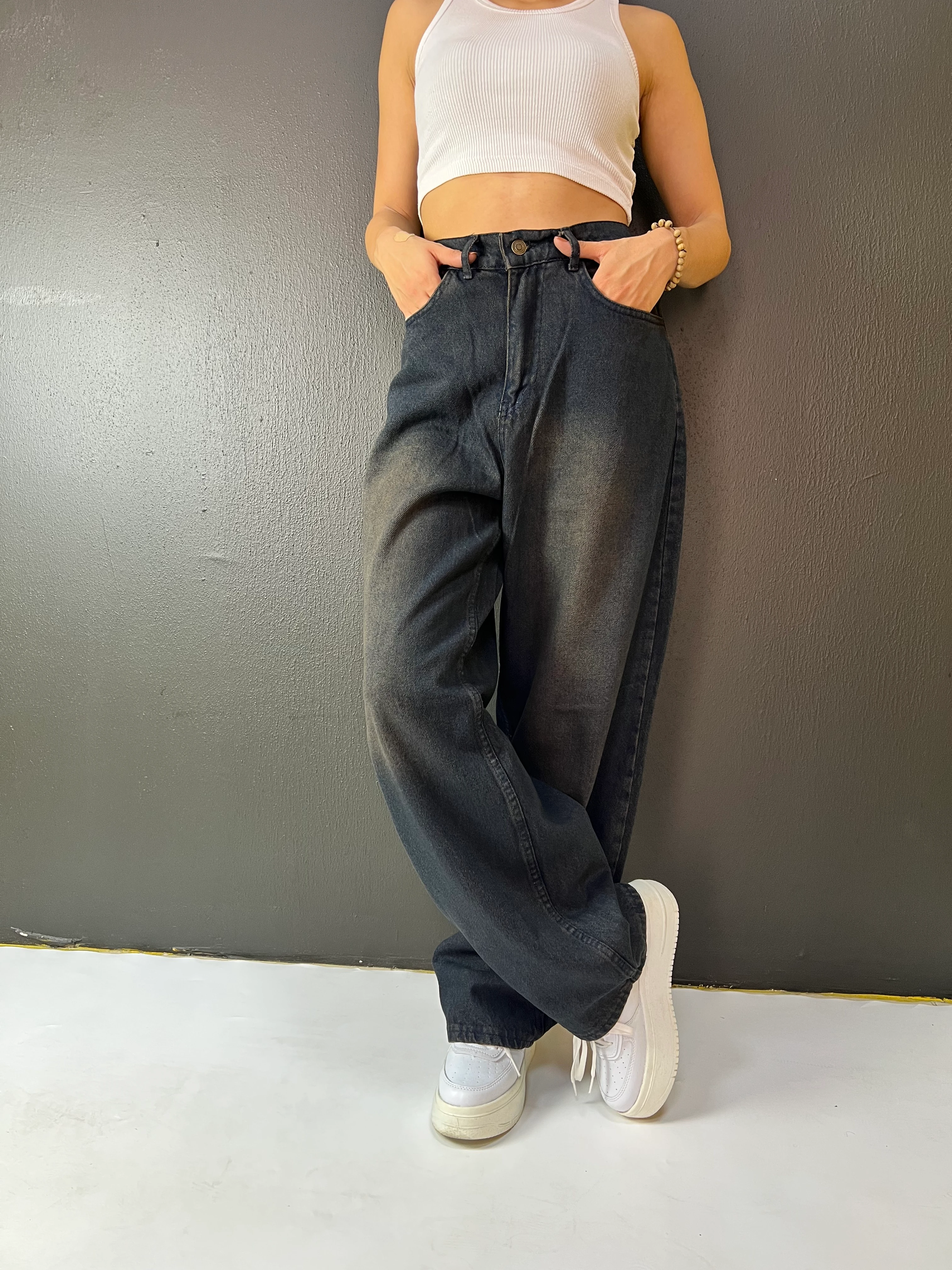 ESKİTME BAGGY KAHVE TİNT