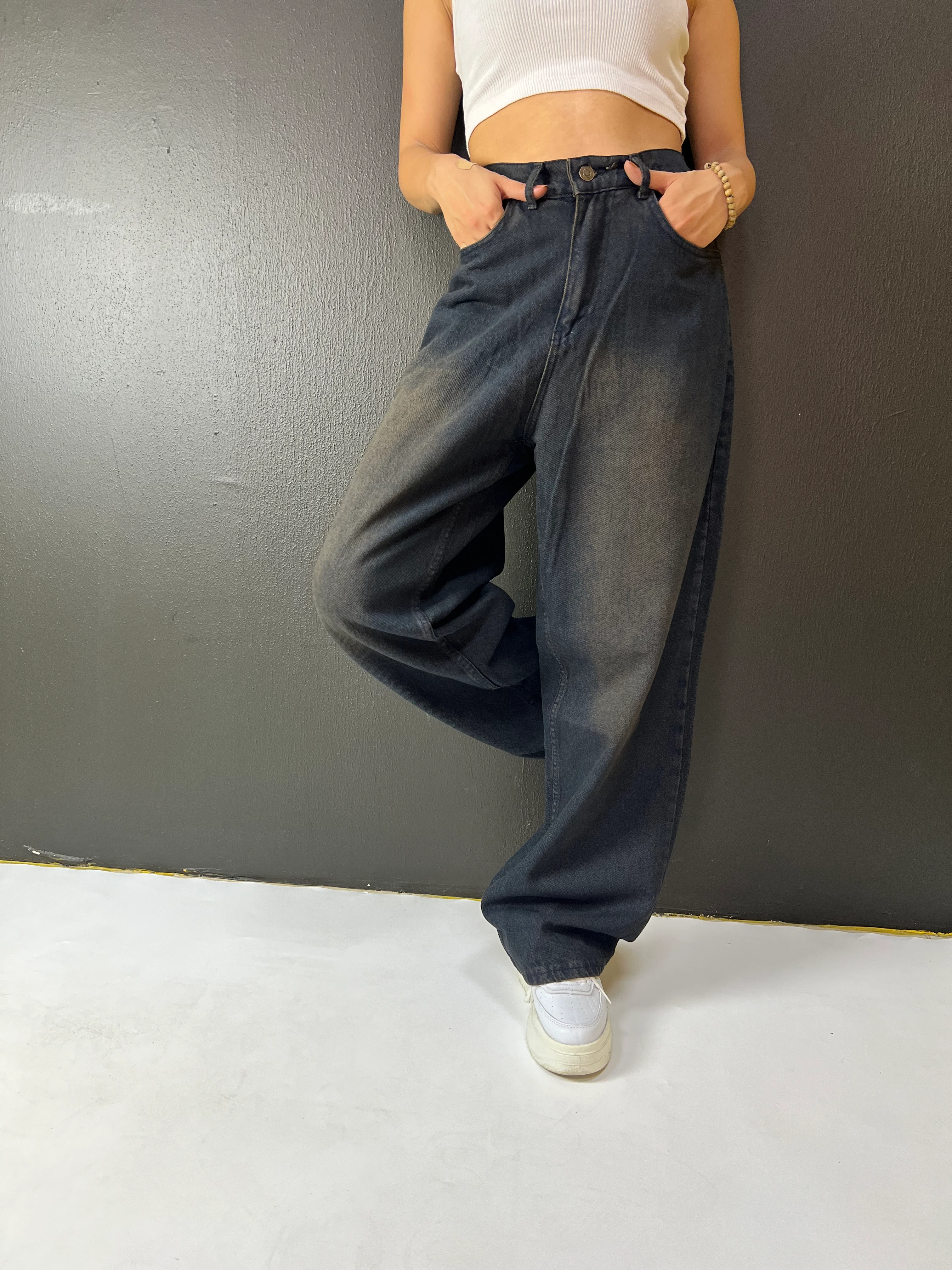 ESKİTME BAGGY KAHVE TİNT