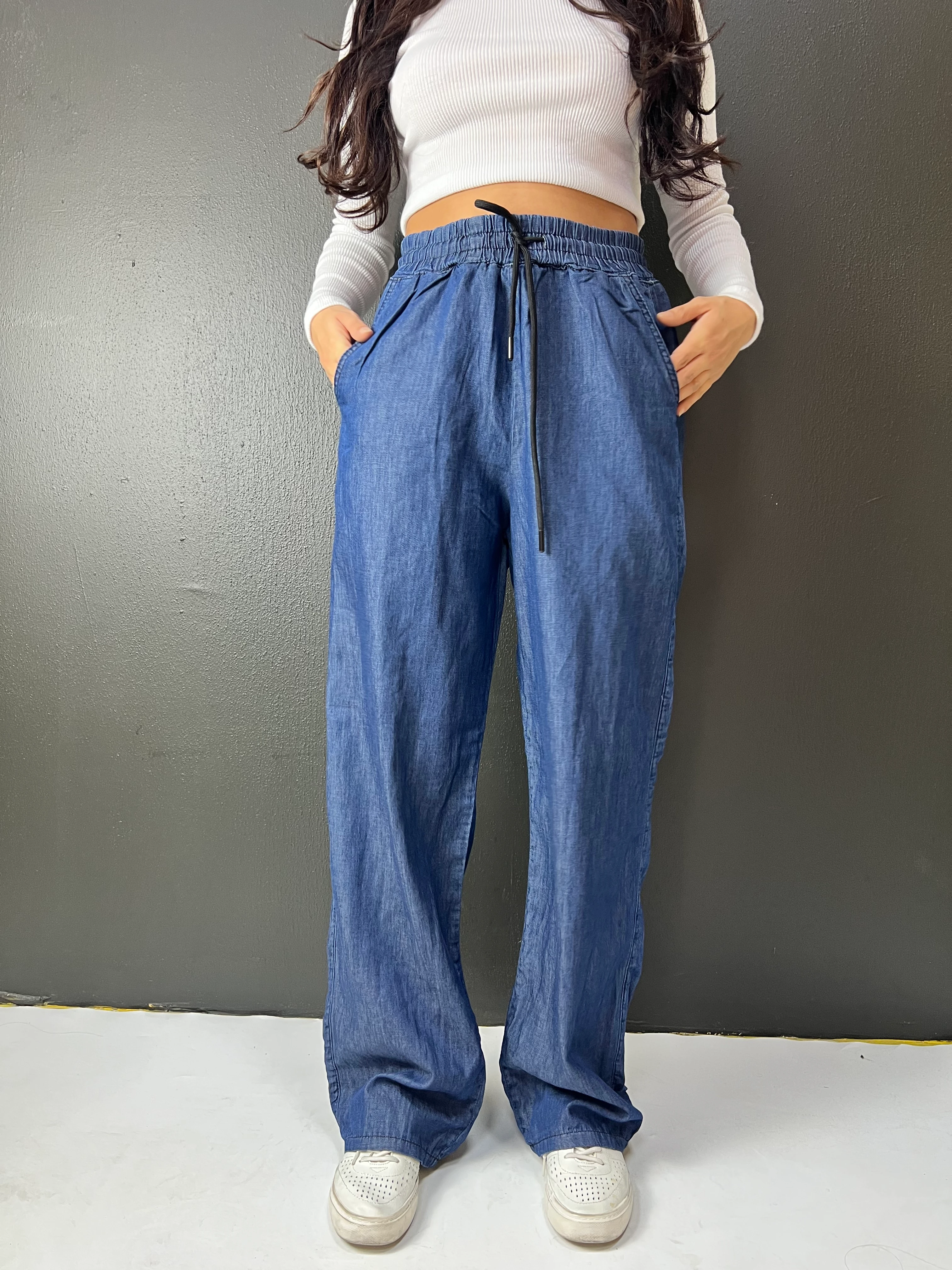 BEL LASTİKLİ BAĞCIKLI BOL PAÇA PALAZZO YAZLIK PANTOLON