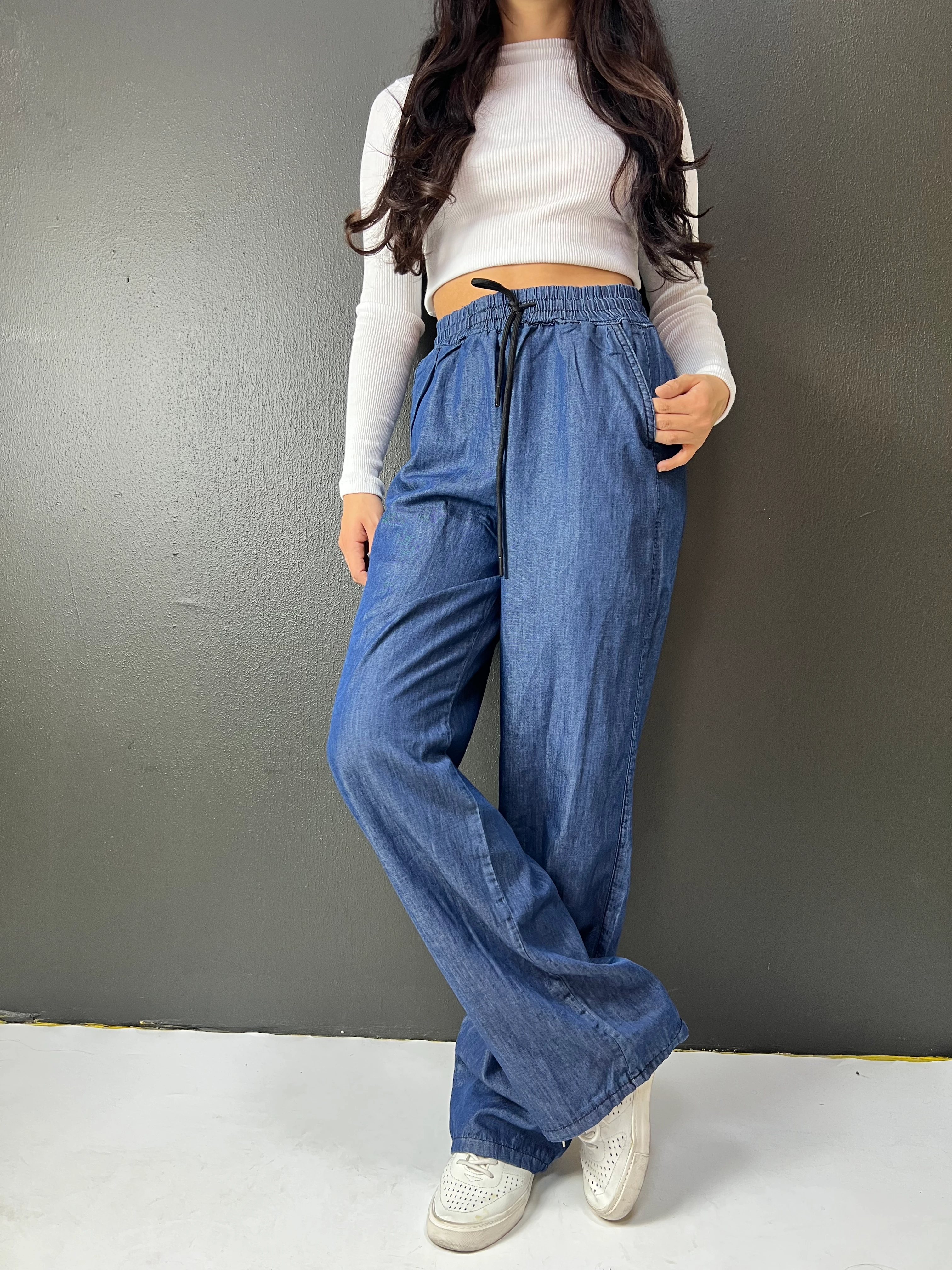 BEL LASTİKLİ BAĞCIKLI BOL PAÇA PALAZZO YAZLIK PANTOLON