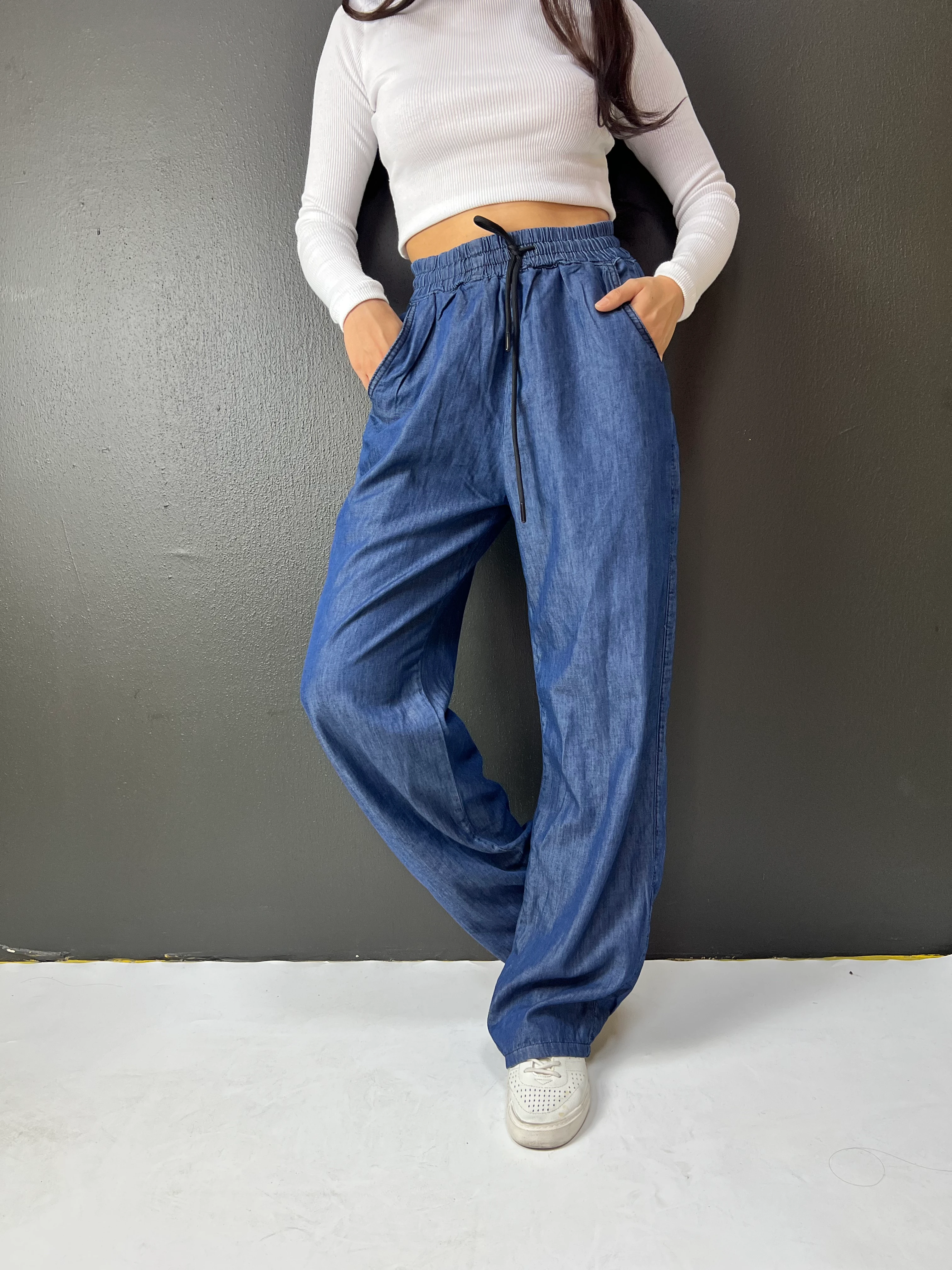 BEL LASTİKLİ BAĞCIKLI BOL PAÇA PALAZZO YAZLIK PANTOLON