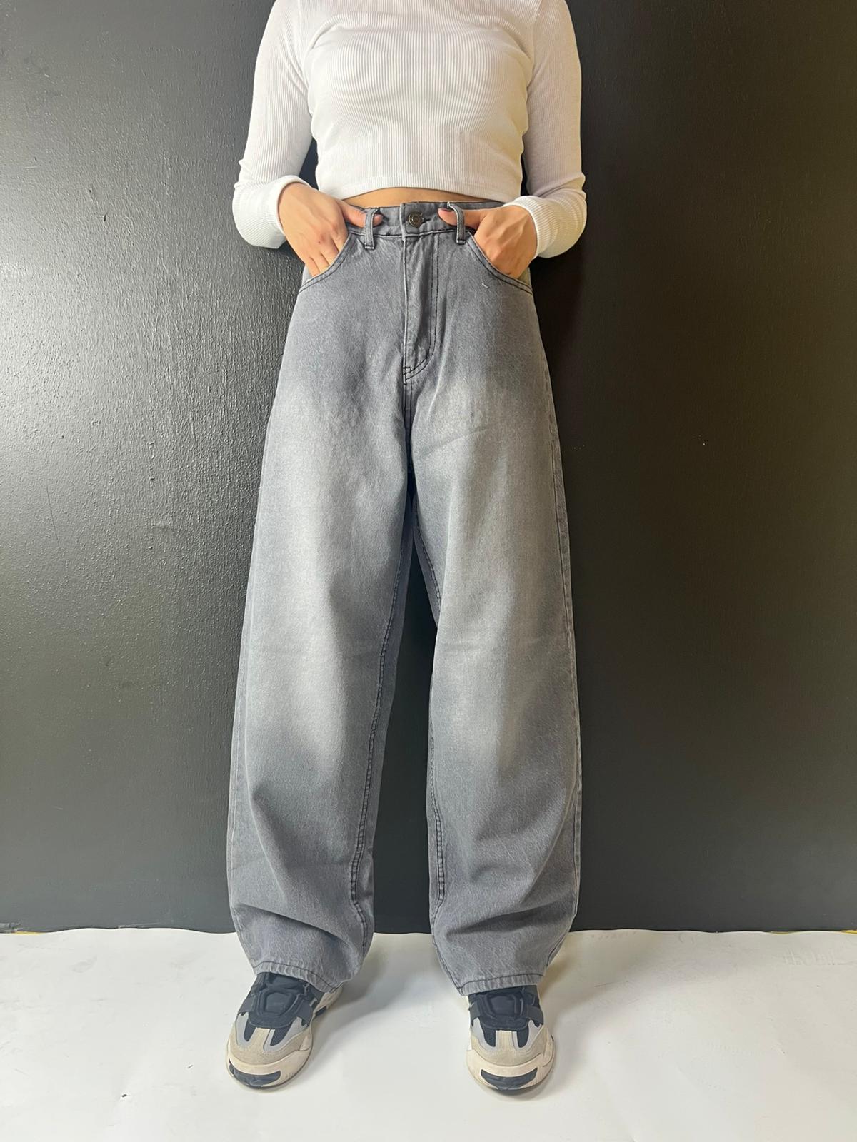 UNİSEX VİNTAGE ESKİTME YIKAMALI BAGGY JEANS